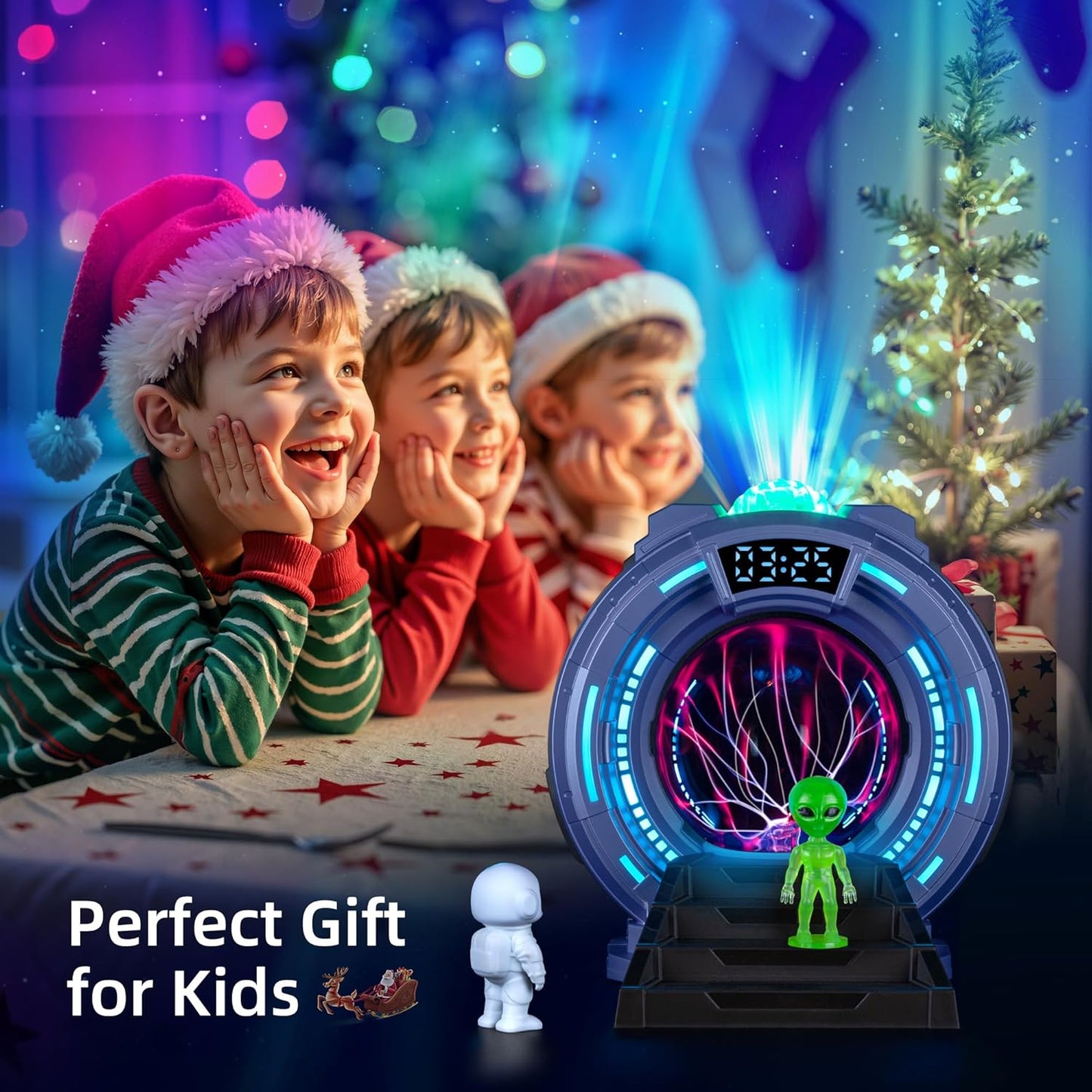 Space Star Galaxy Night Light Aurora Projector,Christmas LED Plasma Light/Clock,Child Bedroom,White Noise/Bluetooth Speaker/Adults/Kids' Room Decor Lamps,Christmas/Birthday Gift(Blue)