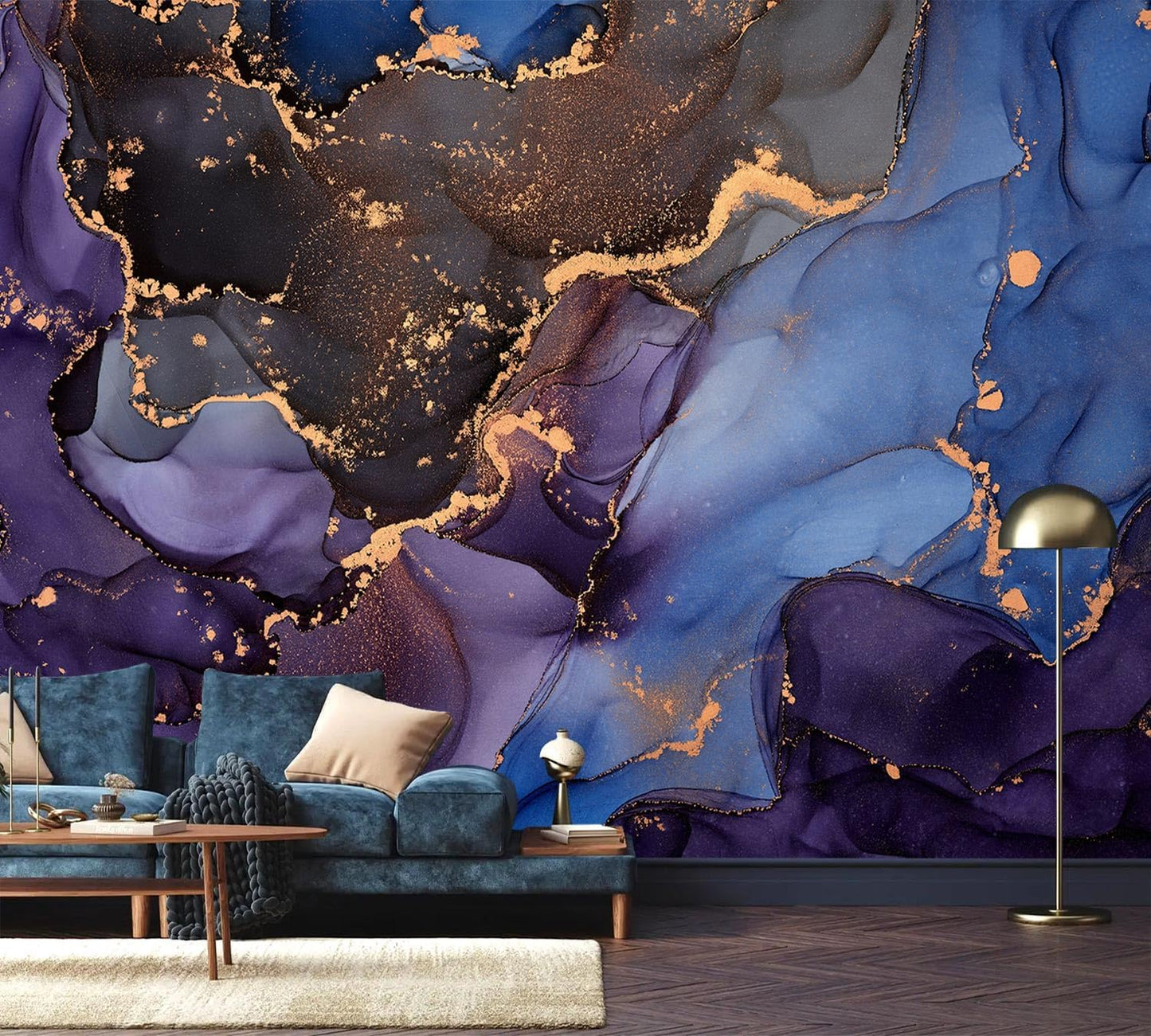 AFZEVEB-Abstract Art Purple Marble Wallpaper Wall murals for Bedroom 159"x107" (Not Peel and Stick)