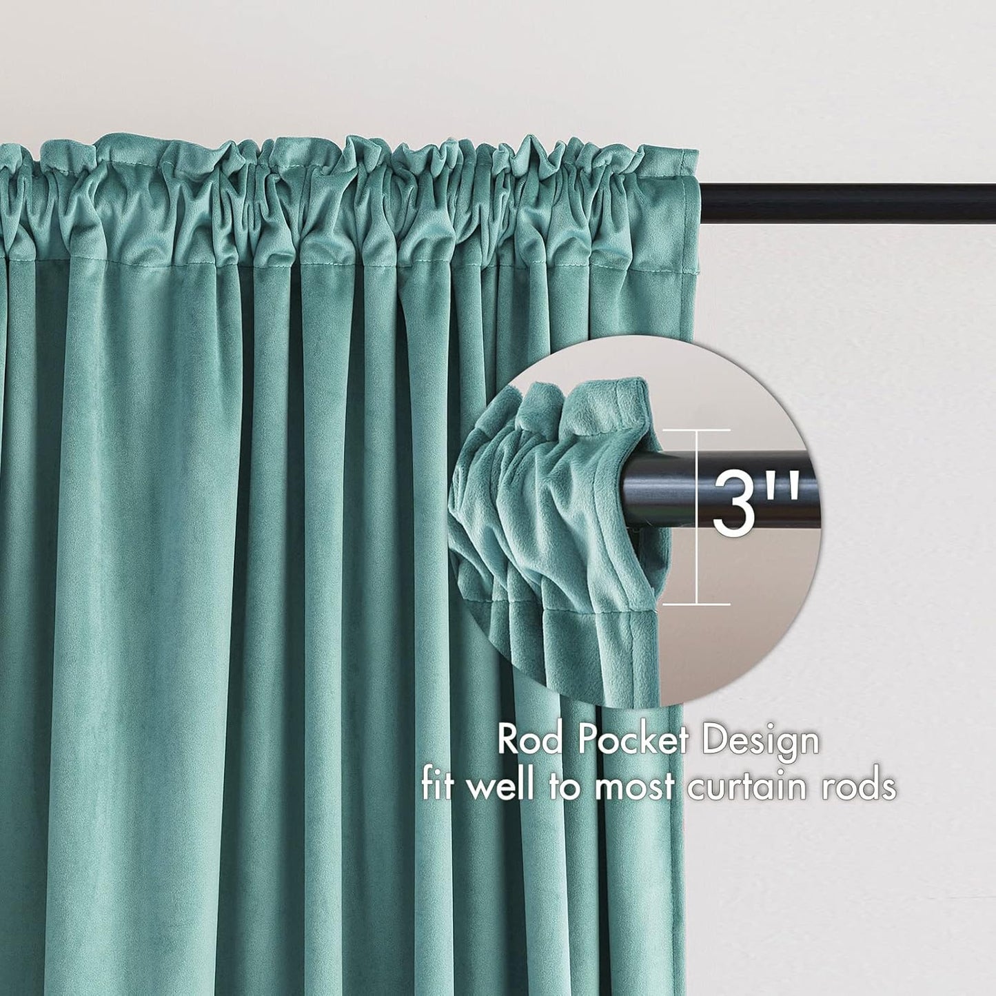 MIULEE Teal Velvet Curtains Thermal Insulated Blackout Curtain Drapes for Bedroom Living Room Darkening 108 Inches Long Curtains Panels Rod Pocket Set of 2