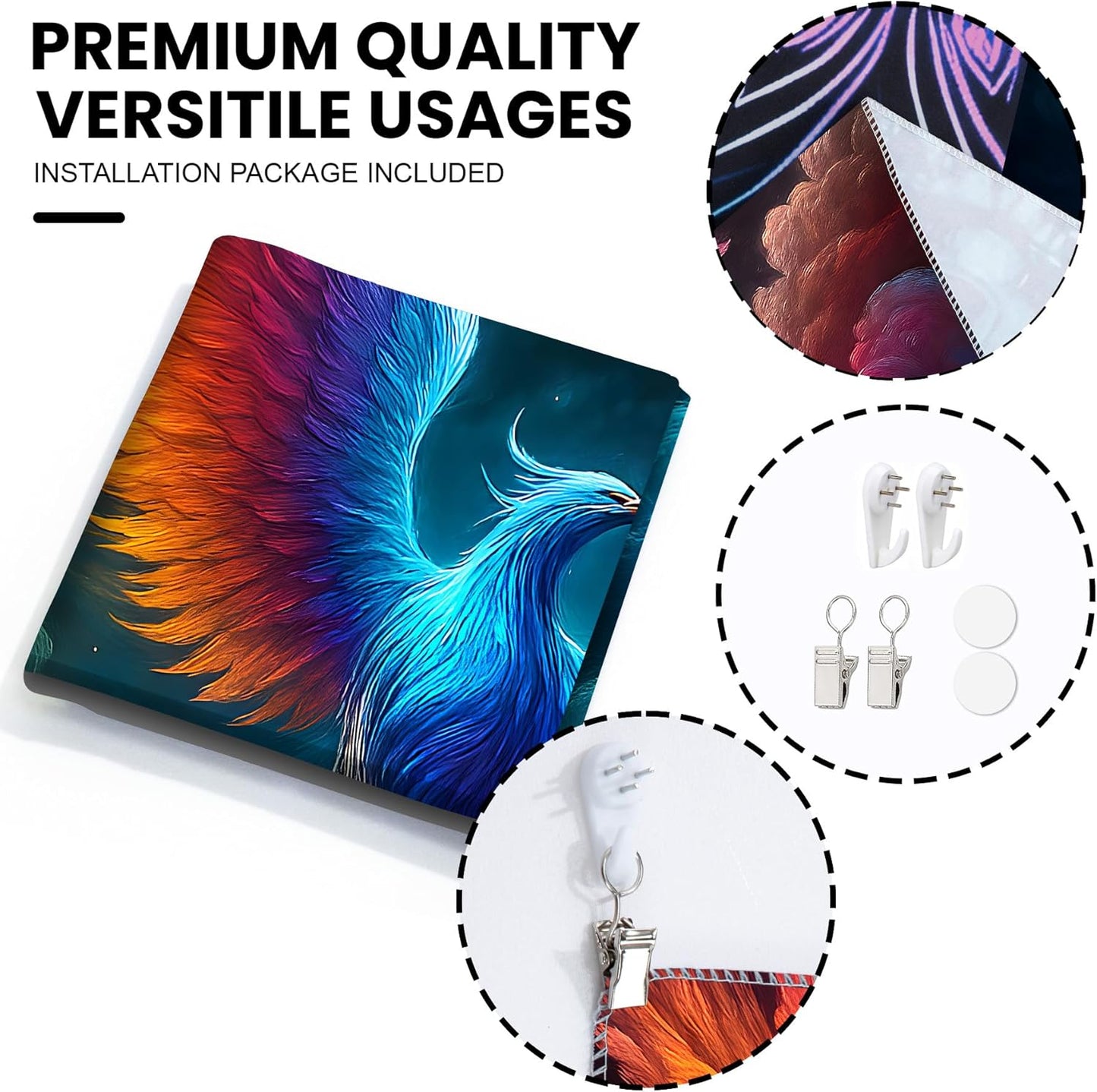 Blacklight Tapestry,WingTapestry Glow In The Dark,UV Reactive Black Light Upright Posters Wall Hanging for Bedroom Dorm Living Room Backdrop Decor (wing17, 79L" x 59W")