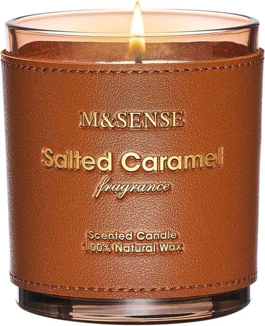 M&SENSE Caramel Vanilla Scented Vegan Soy Candles,10oz 42-Hour Slow Burning Time,No Toxin Heavy Scented Candles,Cozy Relaxing Romance,Fancy Housewarming Gifts for Women & Men