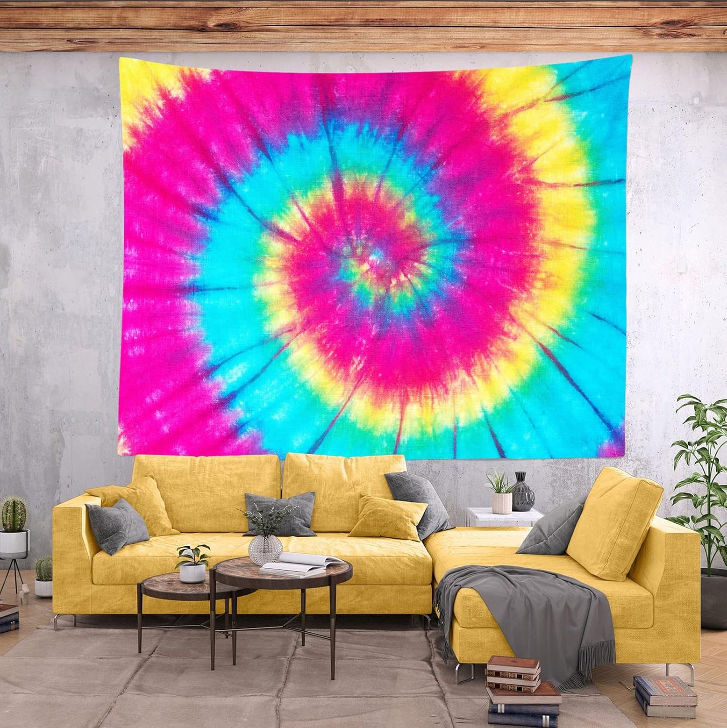 BELECO Tie Dye Tapestry Fabric Wall Hanging 70x47 Inch Groovy Sign Rainbow Tapestry Backdrop Colorful Spiral Tie Dye Party Decorations Tie Dye Art Tapestries for Bedroom Living Room Dorm Decor