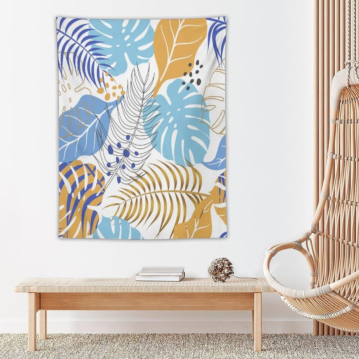 ICMOLYYENLO Tropical Palm Leaves Wall Tapestry, Wall Art for Room Decoration Beautiful Wall Hanging for Bedroom Living Room Dormitory Apartment 60x60 Inch