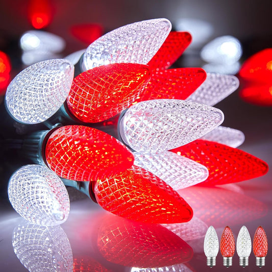 100 Feet Commercia Led Outdoor Christmas Lights, Waterproof C9 Christmas String Lights with 100 C9 Strawberry Bulbs Connectable UL Certified for Roofline Patio Holiday Party Backyard Xmas Decor