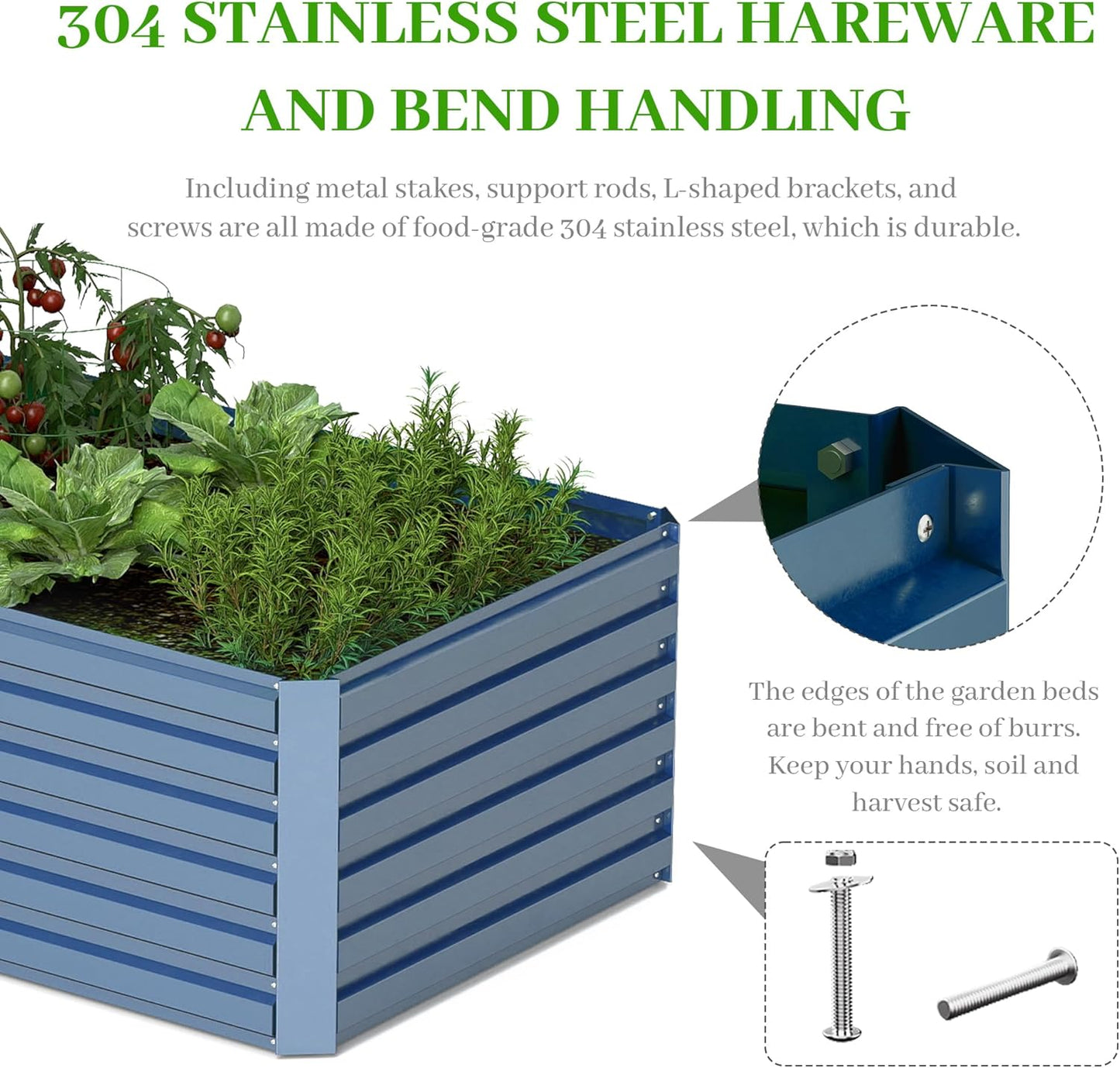 6x3x2 ft Raised Garden Bed, Large Metal Planter Raised Beds, Planters for Outdoor Plants for Vegetables, Flowers, Herbs, Fruits, and Succulents.(4 Pcs, Blue)
