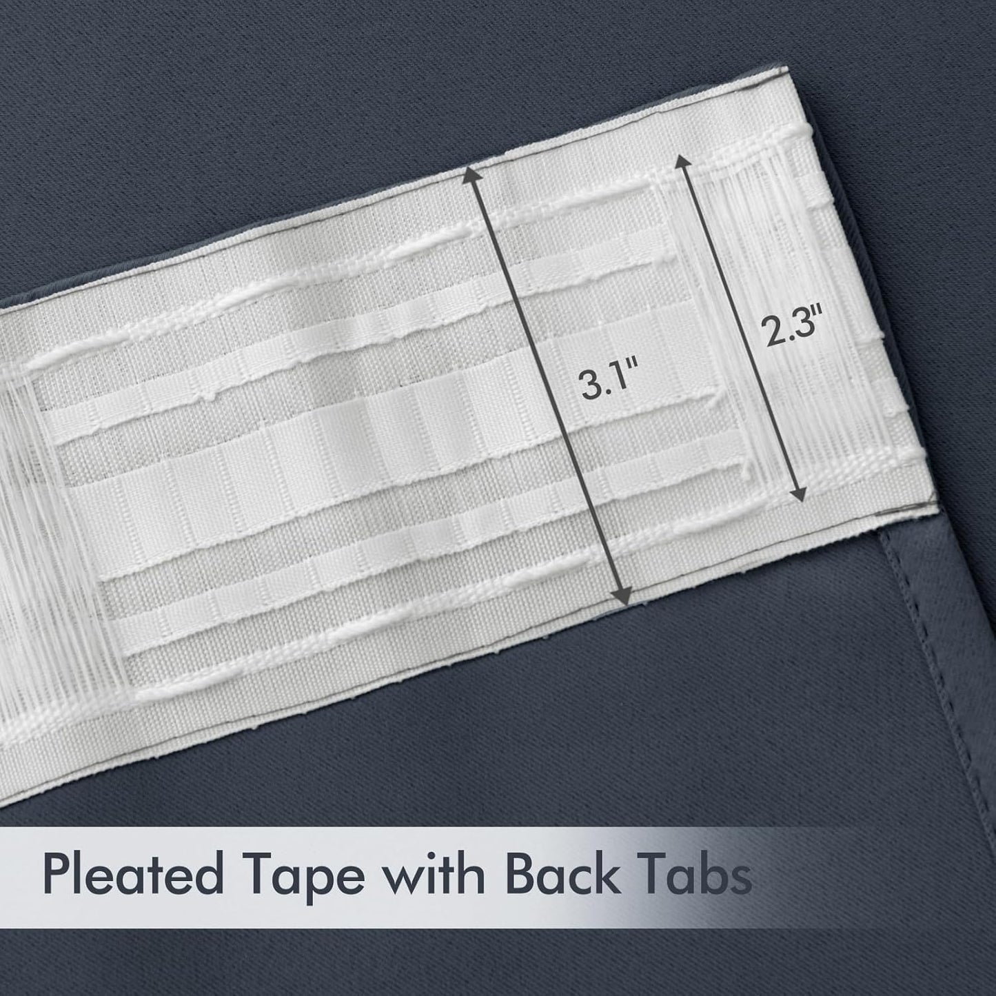 MIULEE Stone Blue Back Tab Blackout Curtains 108 Inch Long 2 Panels Set for Bedroom, Rod Pocket/Pinch Pleat Extra Long Thermal Insulated Living Room Darkening Pleated Light Blocking Drapes