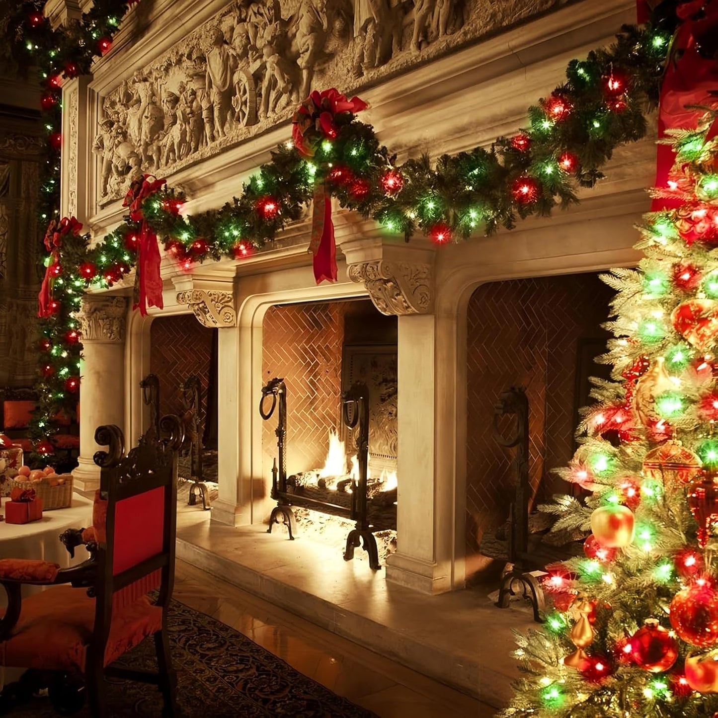 4-Pack 50 LED Fairy Lights Battery Operated with Timer, 16FT Waterproof Starry Christmas Lights Outdoor Indoor Mini Twinkle String Light for Bedroom Home Wedding Party Christmas Decor (Red and Green)