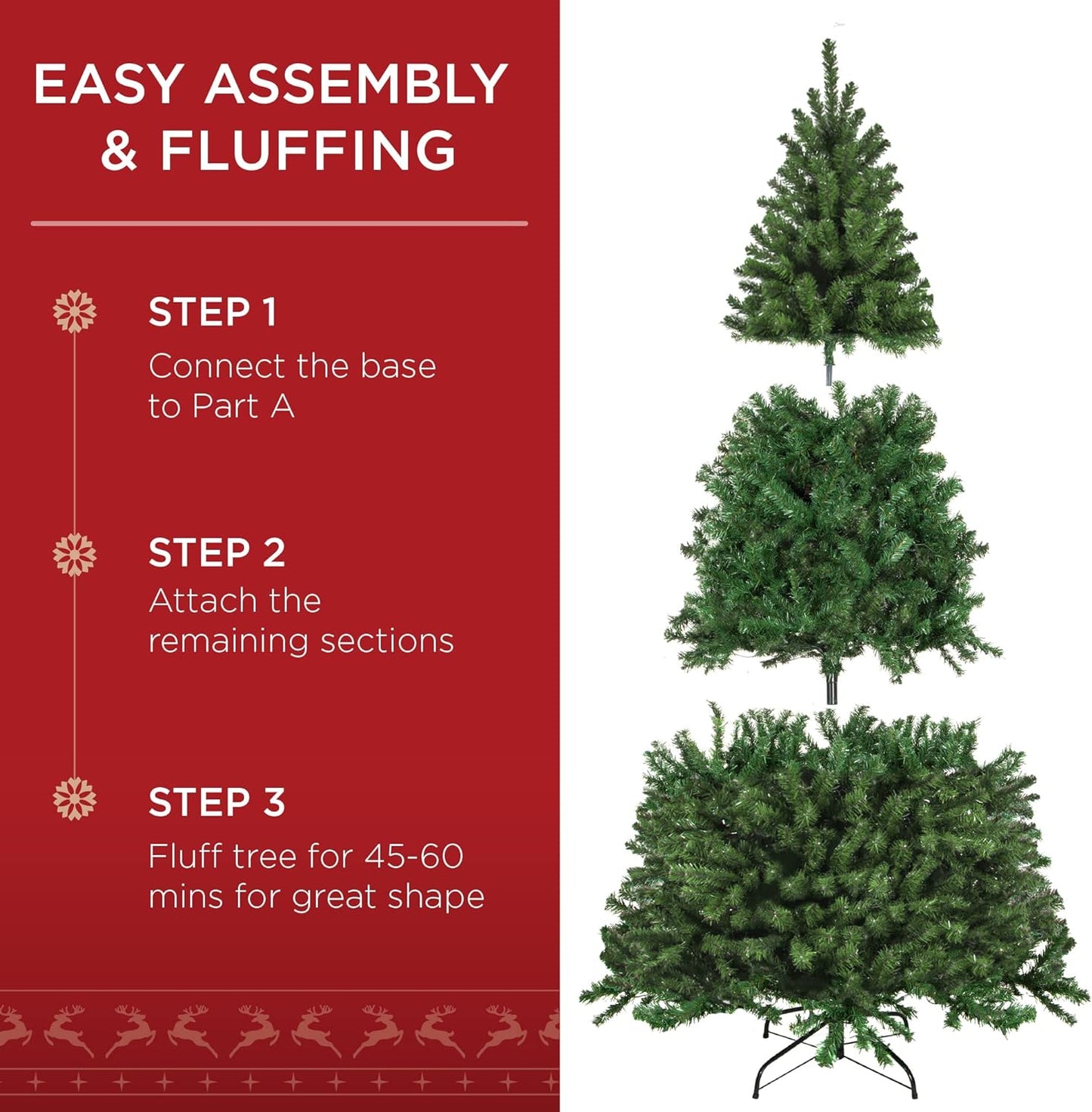 Best Choice Products 7.5ft Pre-Lit Spruce Artificial Holiday Christmas Tree for Home, Office, Party Decoration w/ 550 Incandescent Lights, 1346 Branch Tips, Easy Assembly, Metal Hinges & Foldable Base
