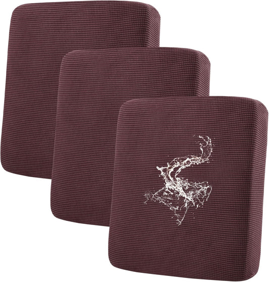 hyha Waterproof Couch Cushion Covers for Pets, Non Slip Sofa Seat Cover for Dogs Washable, Soft Thick Stretch Jacquard Fabric, Sofa Slipcovers with Elastic Bottom (3 Pieces, Chocolate)