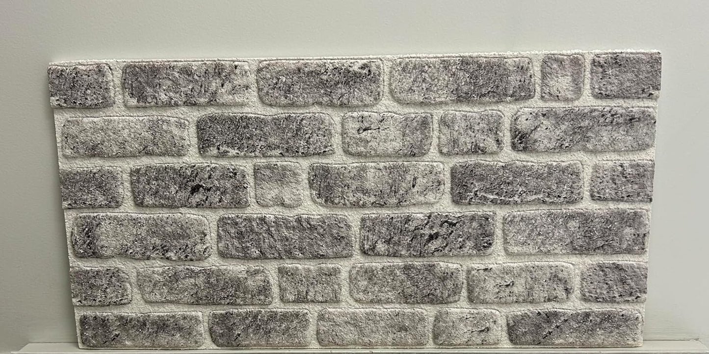 Dundee Deco 3D Wall Panels Faux Brick - Cladding White Grey Stone Look Wall Paneling, Styrofoam, Sample, Size 10 x 10 in.
