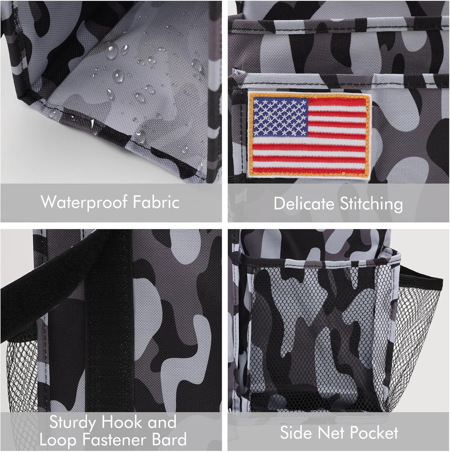 Surblue Bedside Caddy Hanging Organizer Storage Bag Pocket for Bunk, Hospital, College Dorm Rooms, Baby Bed Rails, Camp - 8 Pockets (Large, City)