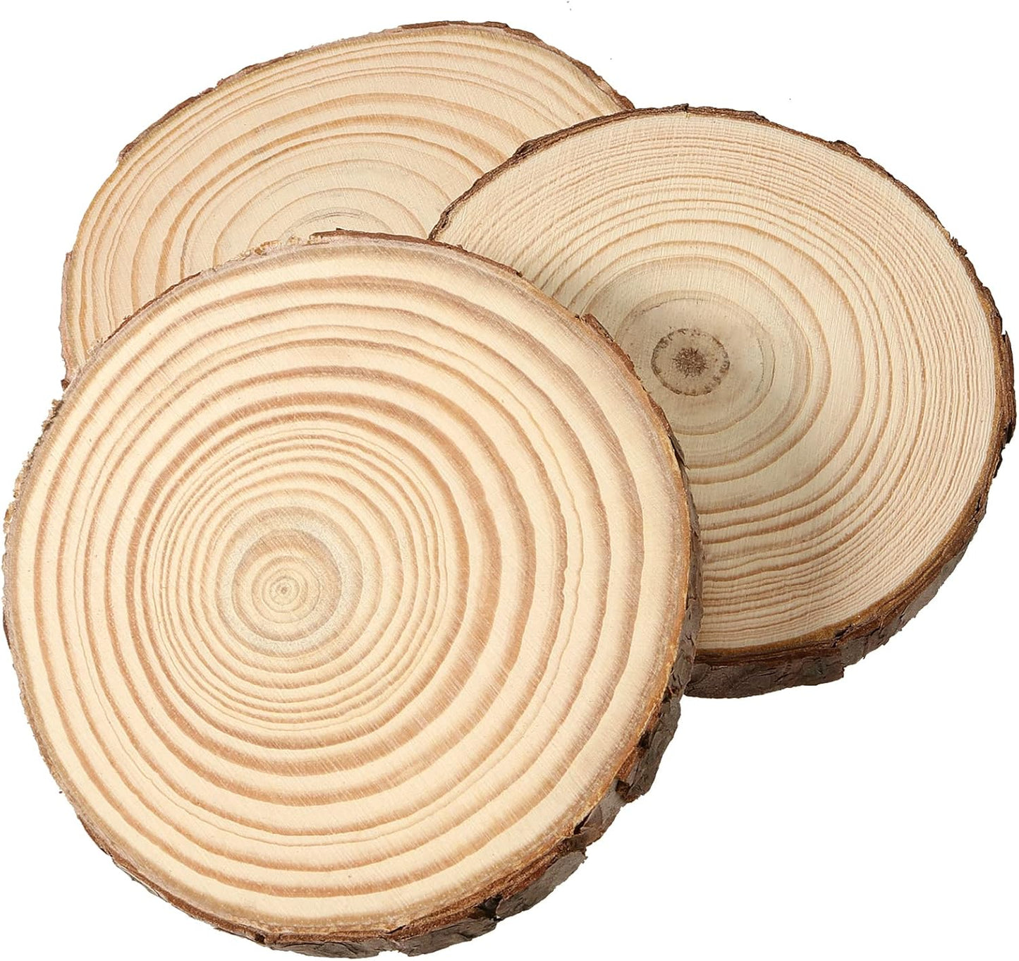JOIKIT 8 PCS 6-7 Inches Natural Wood Slices, 3/4 Inch Thick Unfinished Wooden Circles with Bark, Round Log Discs Wood Rounds for Crafts, DIY Painting, Christmas Ornaments, Wedding Decorations