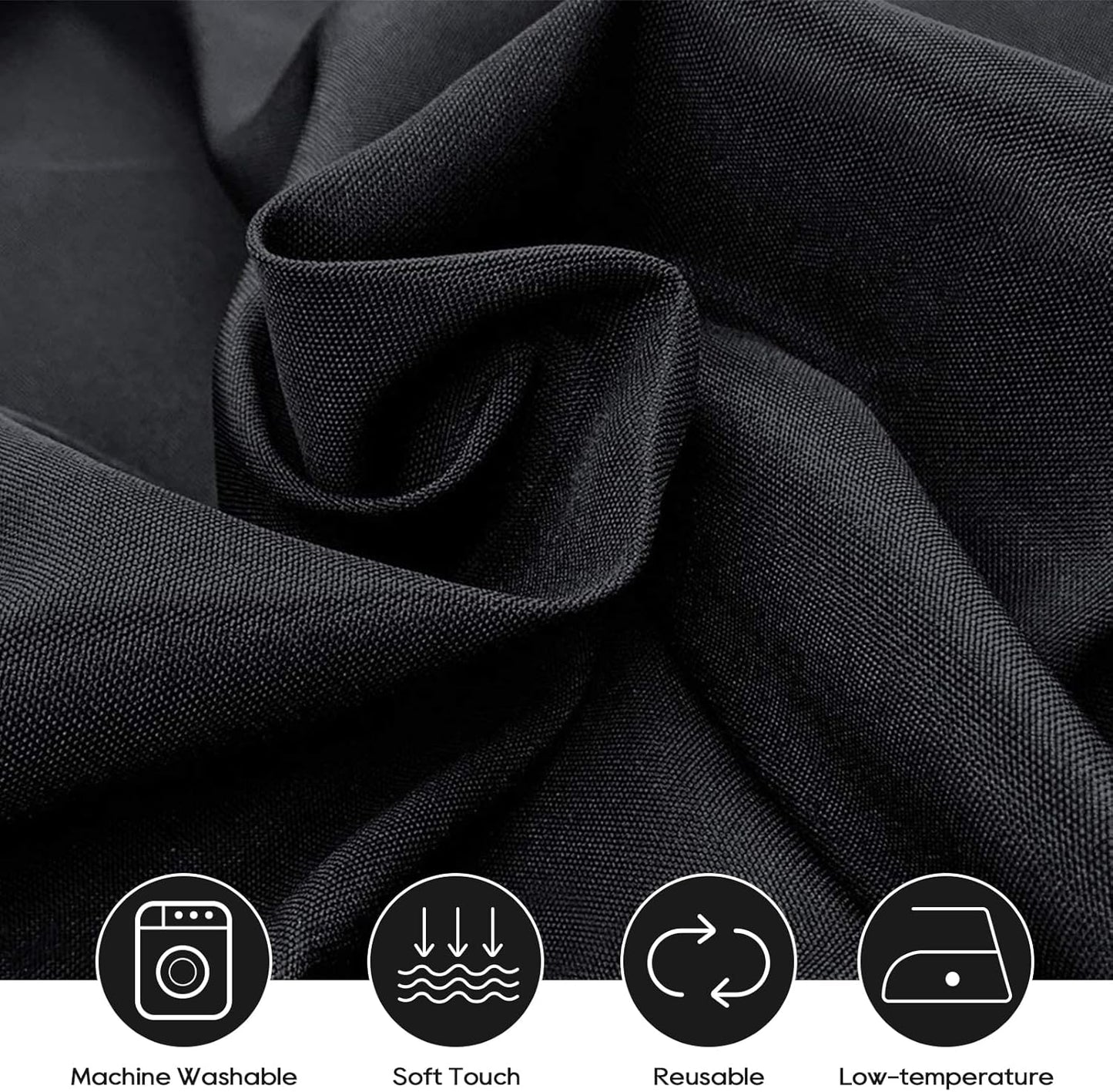 Surmente 10 Pack Black Tablecloth 90 x 156-inch Rectangular Polyester Table Cloth for Weddings, Banquets, or Restaurants