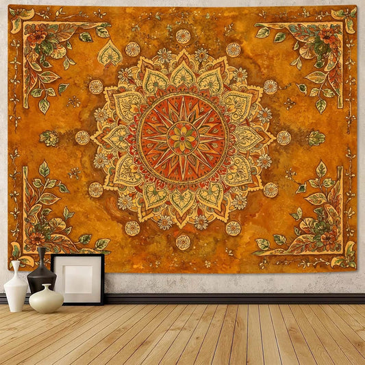 Lunerfex Floral Mandala Tapestry Boho Tapestry for Bedroom Brown Tapestries Wall Hanging Living Room Wall Art and Home Decor 60x80