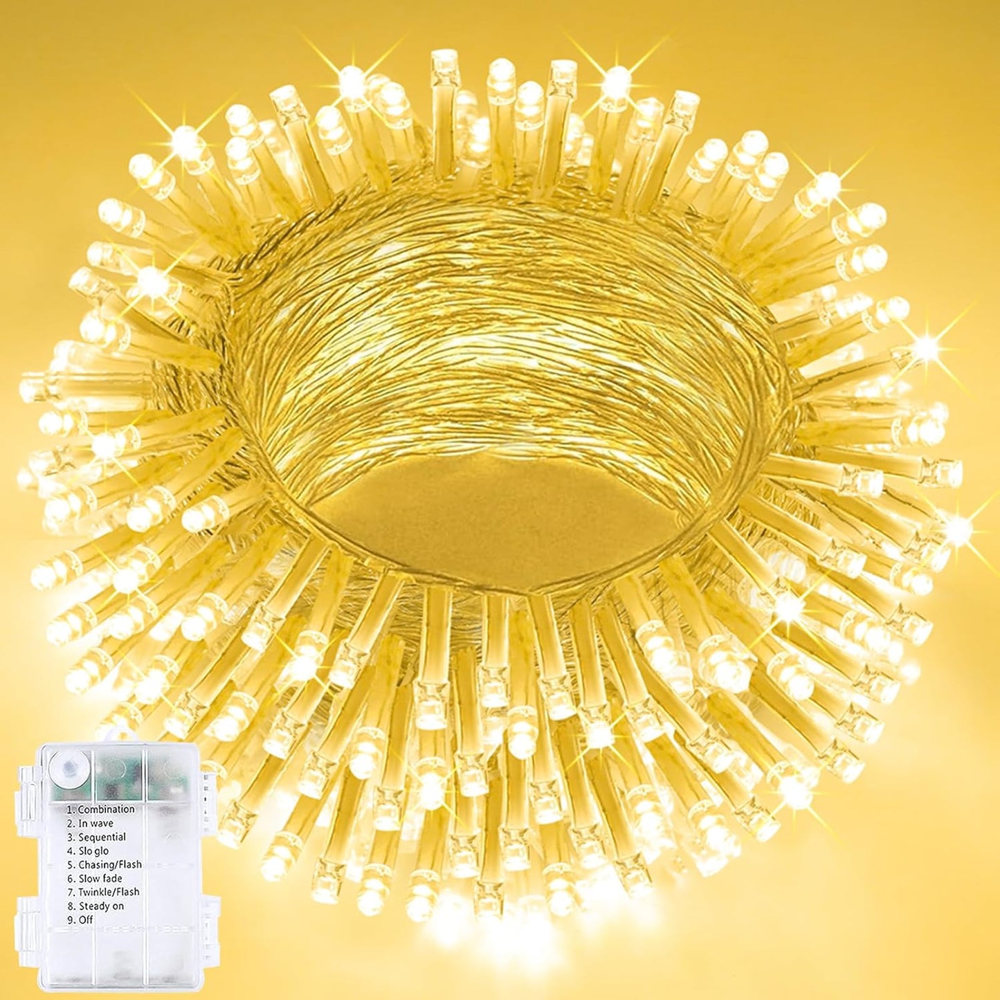 33FT 100LED String Lights Battery Operated with Timer, Waterproof Battery Powered Twinkle Lights, 8 Modes Fairy Light for Indoor & Outdoor Party Bedroom Garland Tree Christmas Decorations (Warm White)