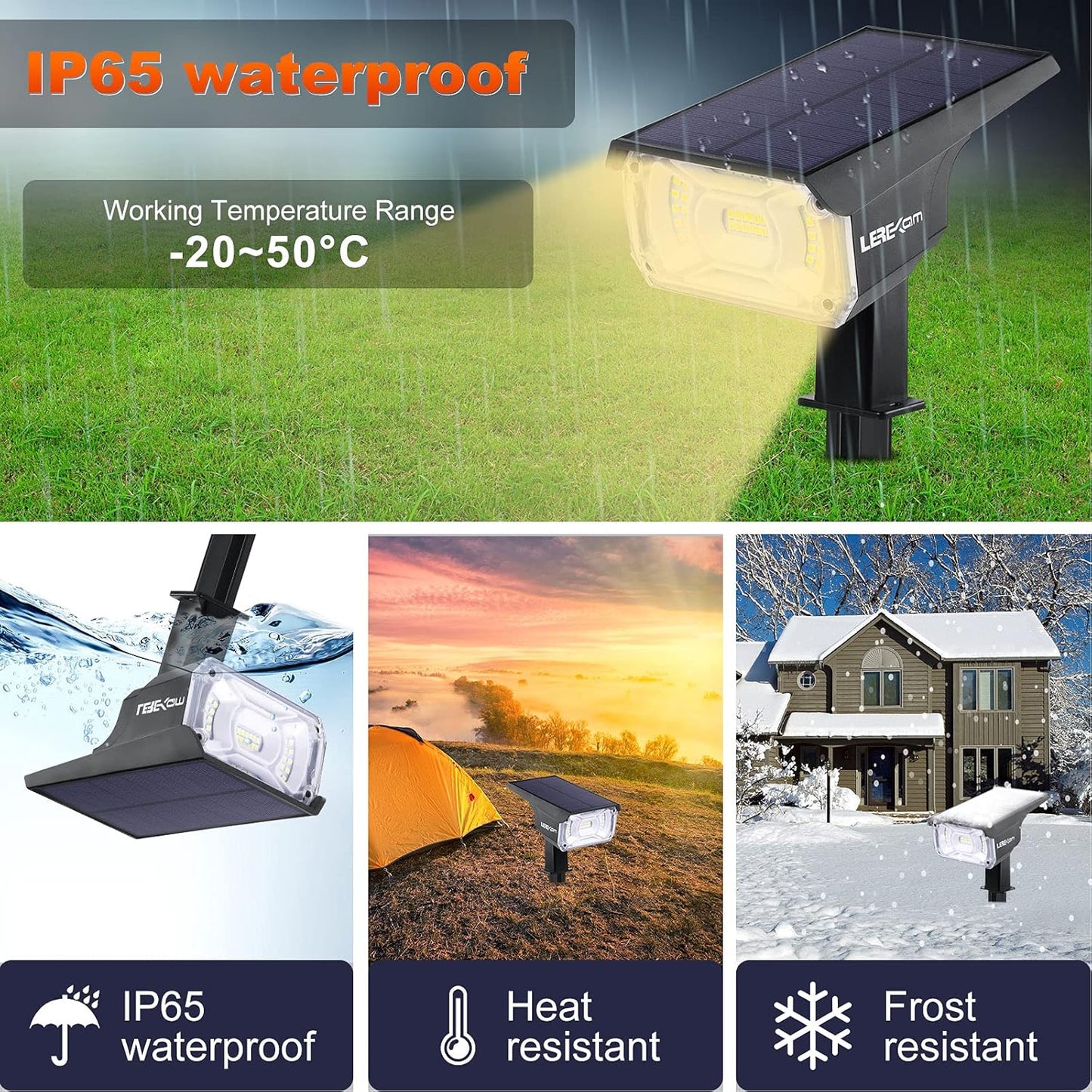 40 LEDs Spotlights,IP65 Waterproof Solar Powered Landscape Spotlights 2-in-1 Wall Light, Outdoor Landscaping Lights Auto On/Off for Yard Garden 2Pack Warm-White