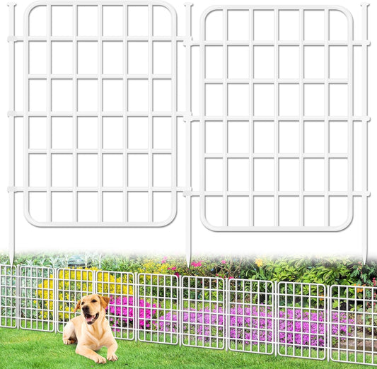 13ft x 17in Garden Fence Animal Barrier, 12 Panels No Dig Fence Border, Rustproof Metal Decorative Garden Fencing with Ground Stake, Flower Bed Edging Border for Dog, Rabbit, Outdoor Patio, White