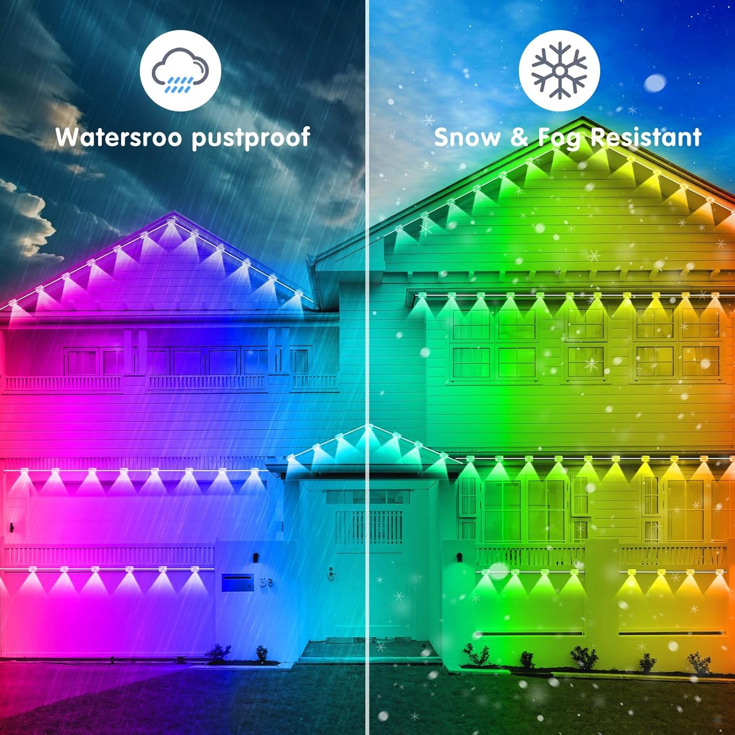 500FT Permanent Outdoor Lights Waterproof with Smart App Control Remote,DIY Scene Modes,Music Sync hronization,Eaves Lights for Garden Decor,Deck,Christmas