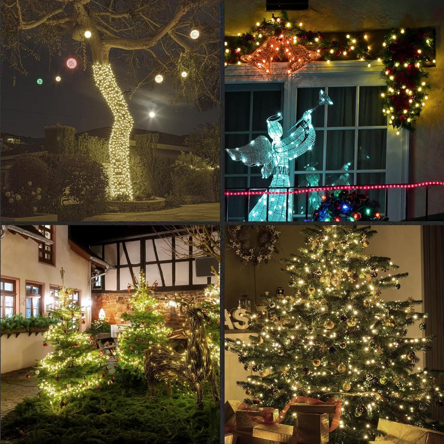 200LED (4pk of 50L) String Lights,Twinkle, LED Christmas Lights, 6" SPACING,Green Wire,Warm White