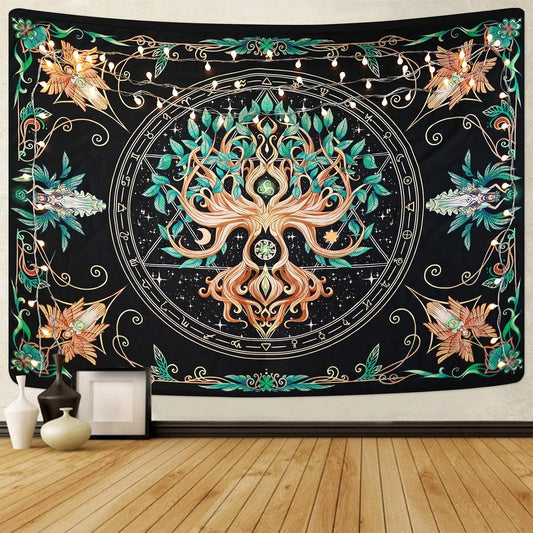 Tree of Life Tapestry - Natural Hippie Wall Hanging, UV Resistant, Machine Washable, Lightweight, Psychedelic Witchcraft Bedroom Decor for Bedroom, Living Room, Yoga Room - 59.1x49.2 Inch