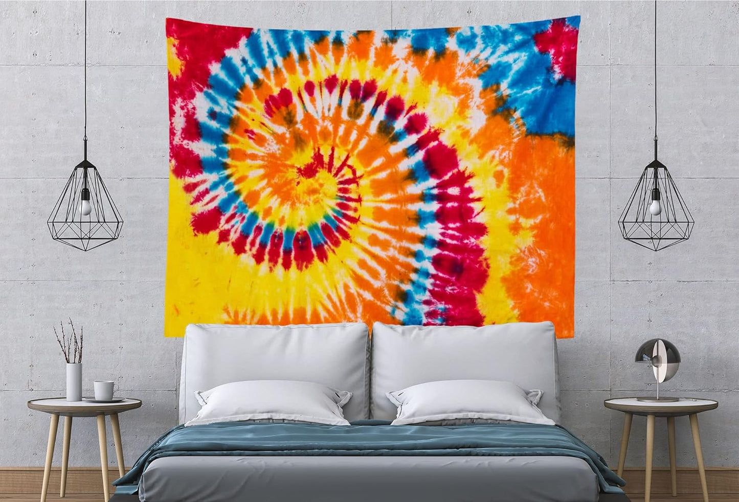 BELECO Tie Dye Tapestry Wall Hanging 60x50 Inch Colorful Spiral Tie Dye Party Decorations Watercolor Rainbow Tapestry 60s 70s Hippie Supplies Tie Dye Tapestries for Bedroom Living Room Dorm Decor