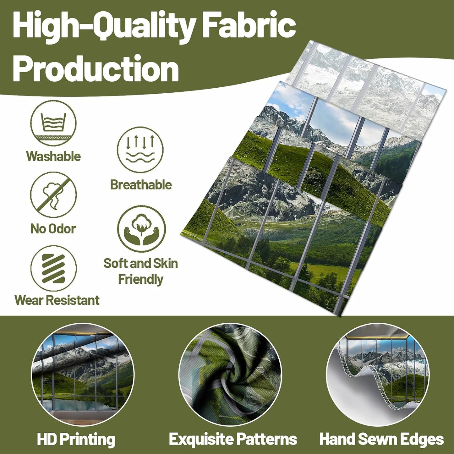 dueeia Window Tapestry Wall Hanging Mountain Forest Lake Nature Landscape Wall Tapestries for Bedroom Office Living Room Wall Decor (28.7"x37.4")