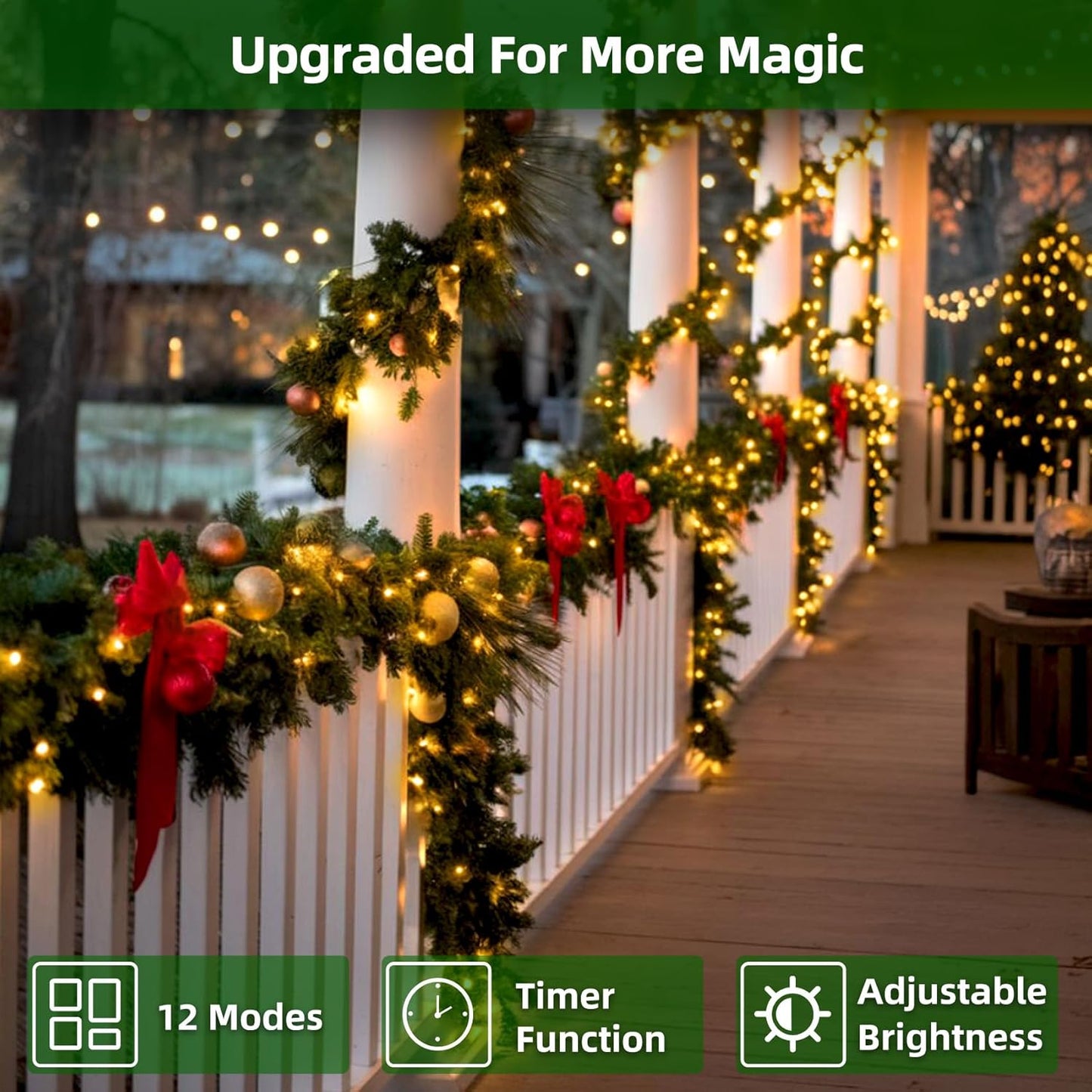 1500 LED 470FT Christmas Lights Outdoor,12 Lighting Modes Christmas String Lights with Timer, Dimmable Warm White LED StringLights Waterproof for Yard Tree Wedding Party Holiday Warm White
