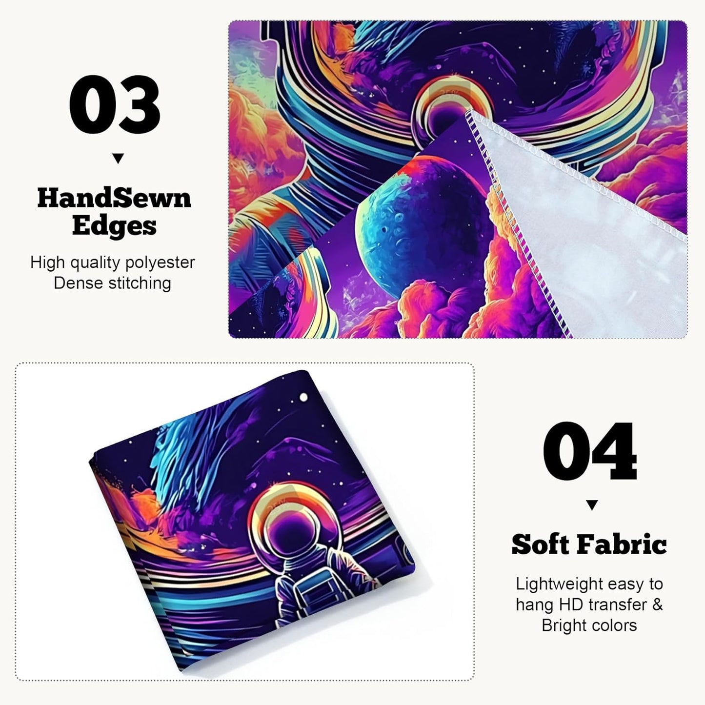 BVBOX Astronaut Space Blacklight Tapestry 79"x59", UV Reactive Astronaut Universe Planet Glow in Dark Tapestries, Black Light Neon Upright Poster Wall Hanging Backdrop Decor for Bedroom Living Room