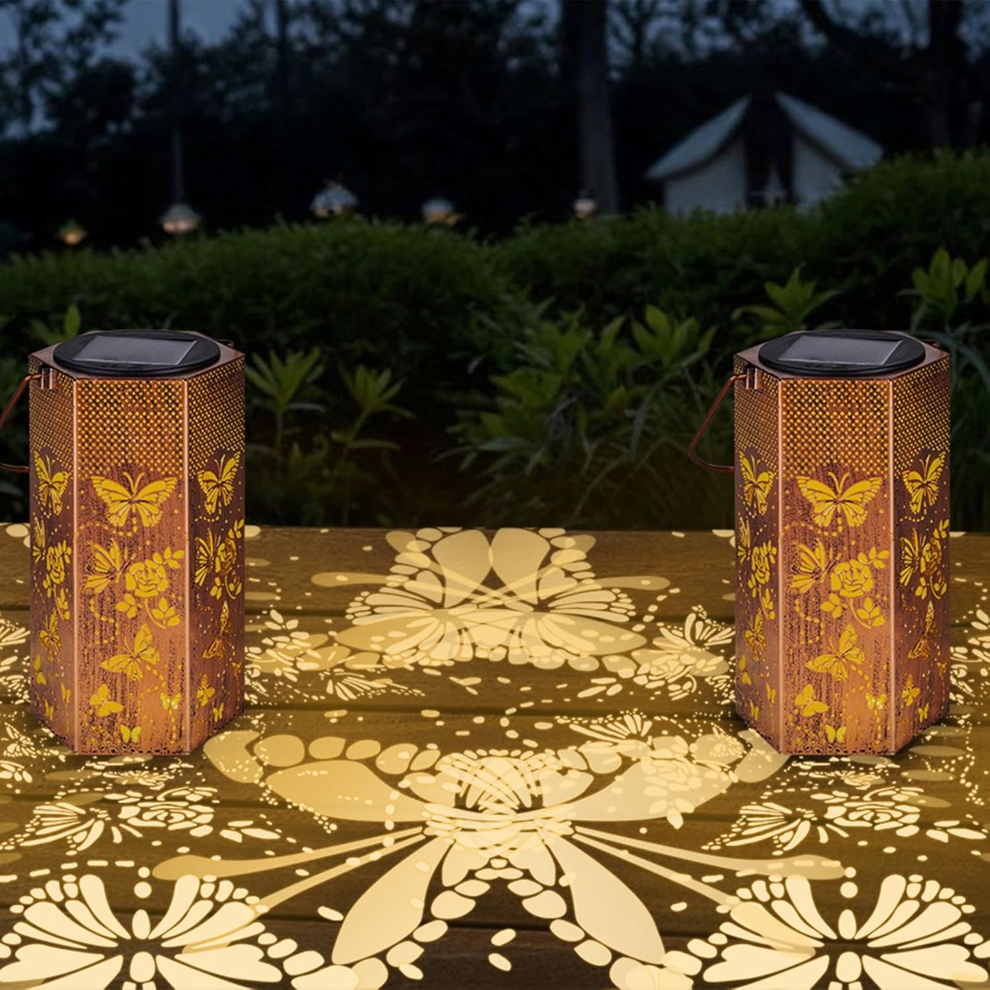 4 Pack Butterfly Solar Lanterns Outdoor Waterproof - Birthday Gifts for Women, Mom, Butterflies Solar Lights Outdoor Hanging Garden Decor for Outside, Patio, Outdoor, Yard, Lawn, Balcony