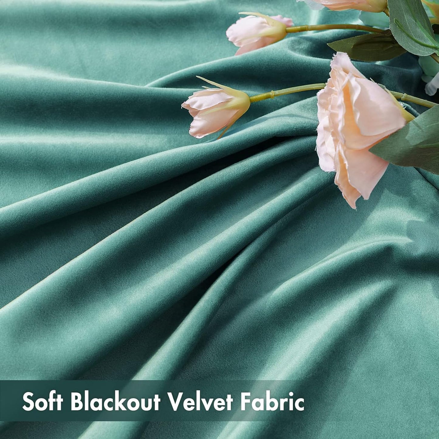 MIULEE Teal Velvet Curtains Thermal Insulated Blackout Curtain Drapes for Bedroom Living Room Darkening 96 Inches Long Curtains Panels Rod Pocket Set of 2