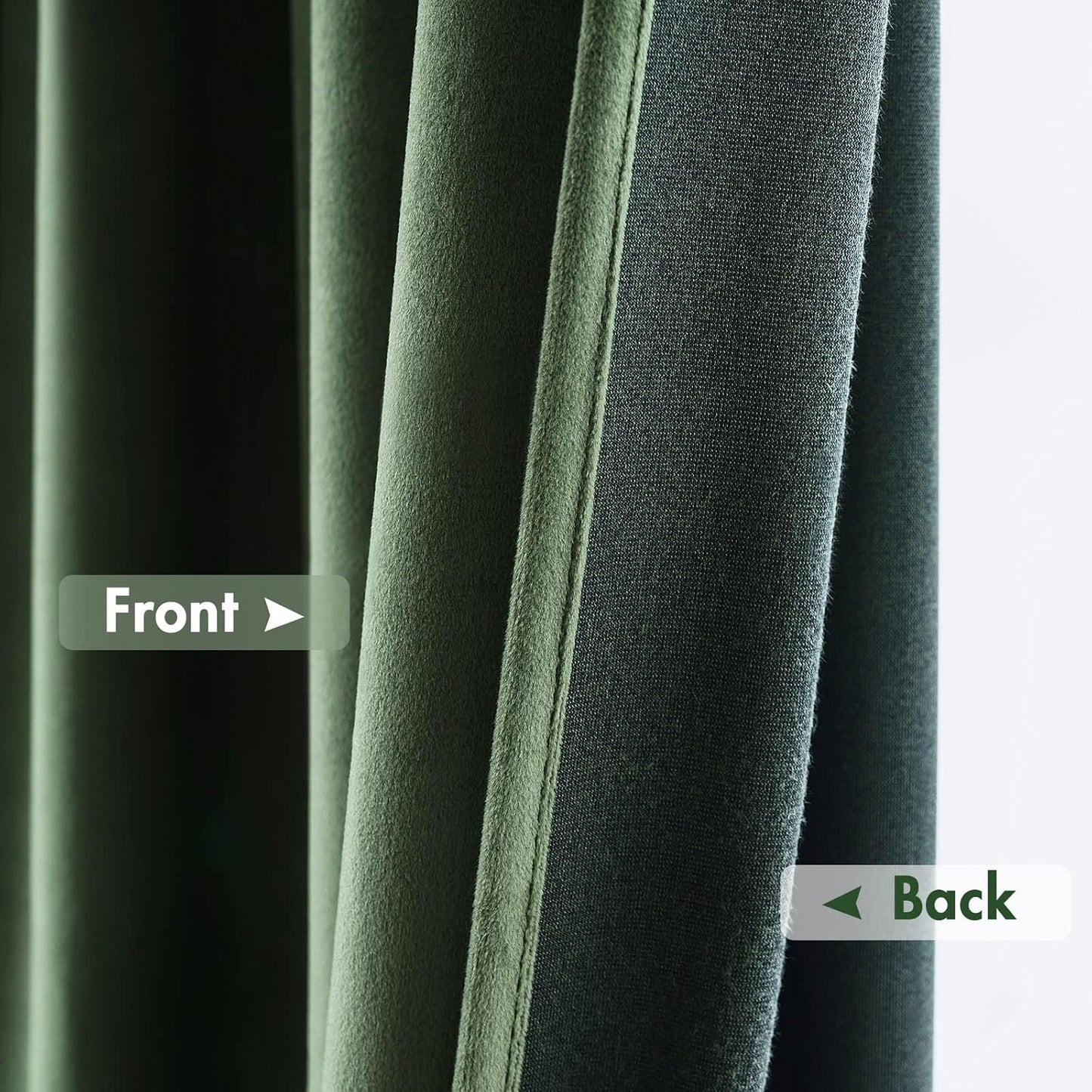 MIULEE Olive Green Velvet Curtains Thermal Insulated Blackout Curtain Drapes for Bedroom Living Room Darkening 84 Inches Long Curtains Panels Rod Pocket Set of 2