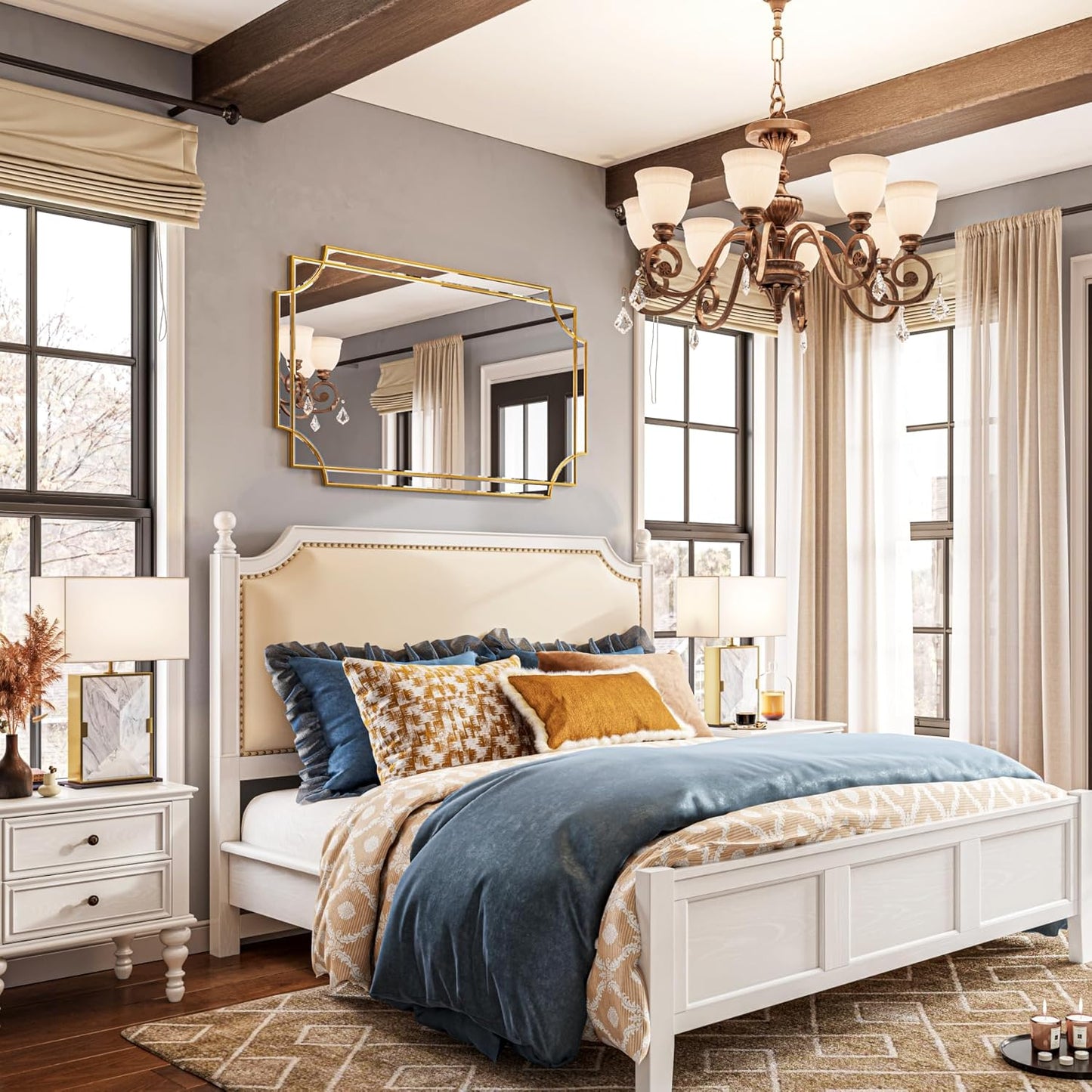 Kelly Miller 30"x48" Large Gold Mirror for Wall Decor, Modern Decorative Mirror Rectangle Wall Vanity Mirror Bevelled Full Length Mirror for Bathroom Living Room Bedroom Farmhouse Fireplace Entryway