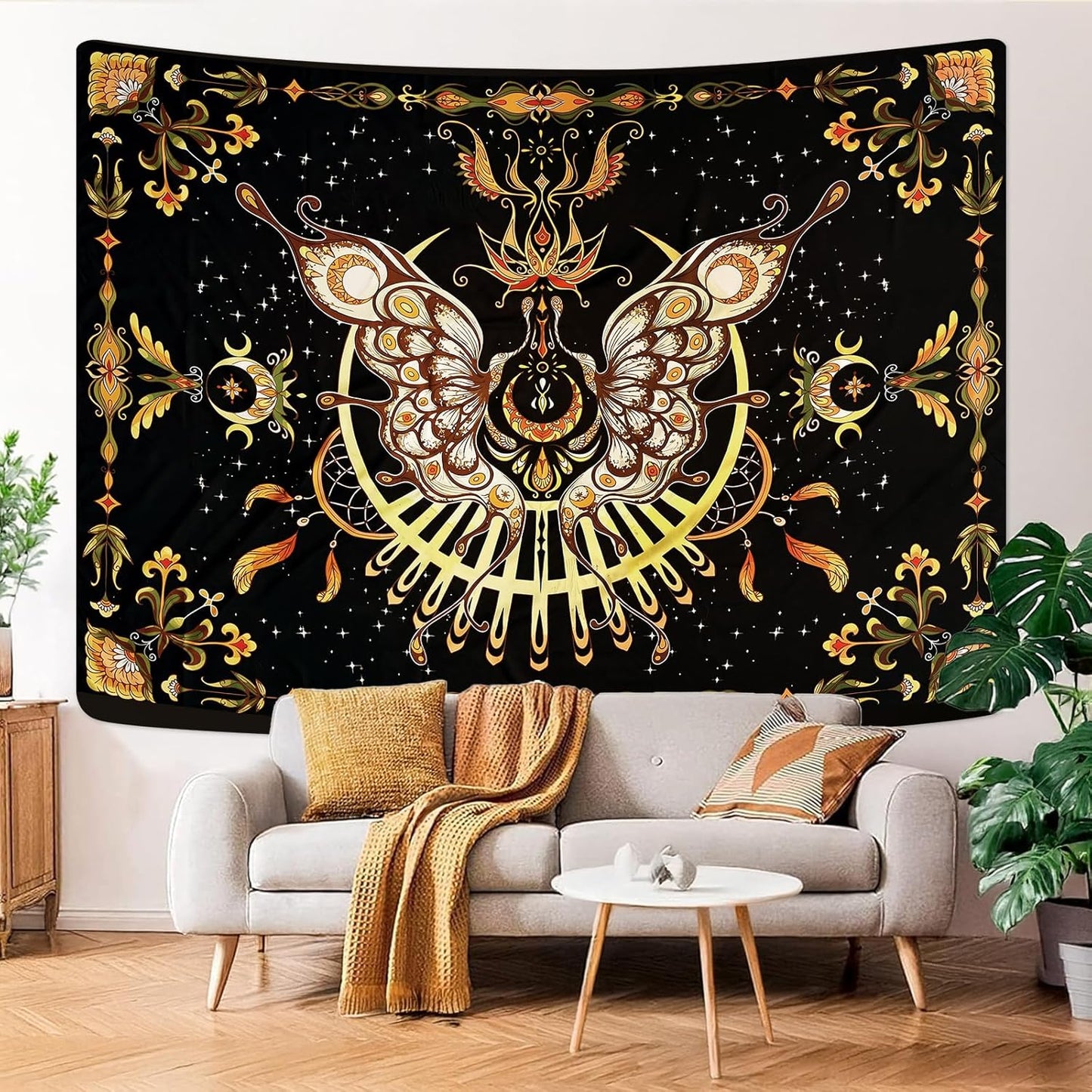 CHDGDHC Butterfly Tapestry - Moth Wall Hanging, UV Resistant, Waterproof, Machine Washable, Lightweight, Psychedelic Bedroom Aesthetic Decor for Bedroom, Living Room, Yoga Room - 47.64x35.43 Inch