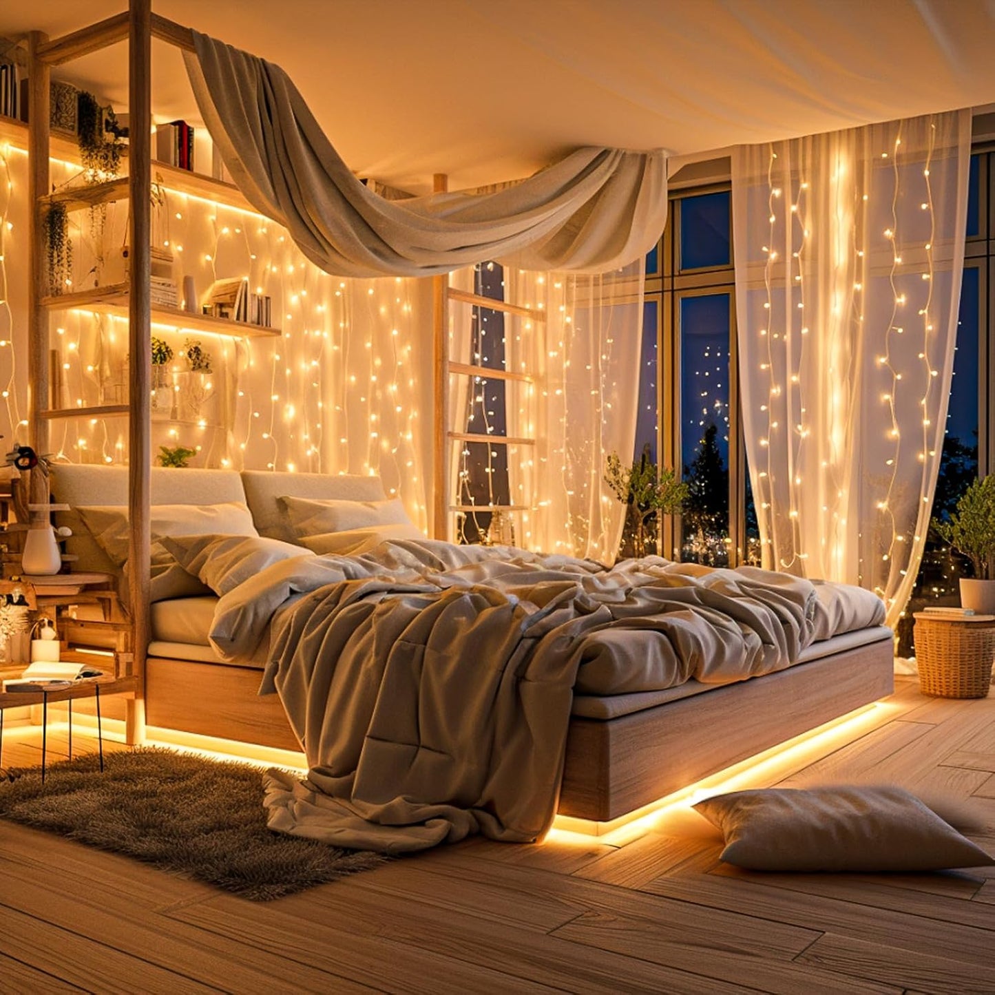 40ft 120 LED Christmas Lights Outdoor, Warm White Christmas String Lights Indoor 8 Modes Clear Wire, Connectable Twinkle Fairy Lights Plug in for Bedroom Wedding Tree Christmas Decorations