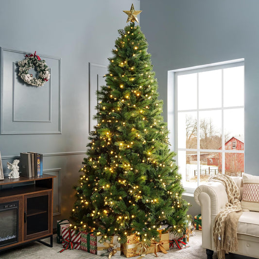 Naomi Home Evangeline Traditional Christmas Tree - Standard Metal Base Green/9ft