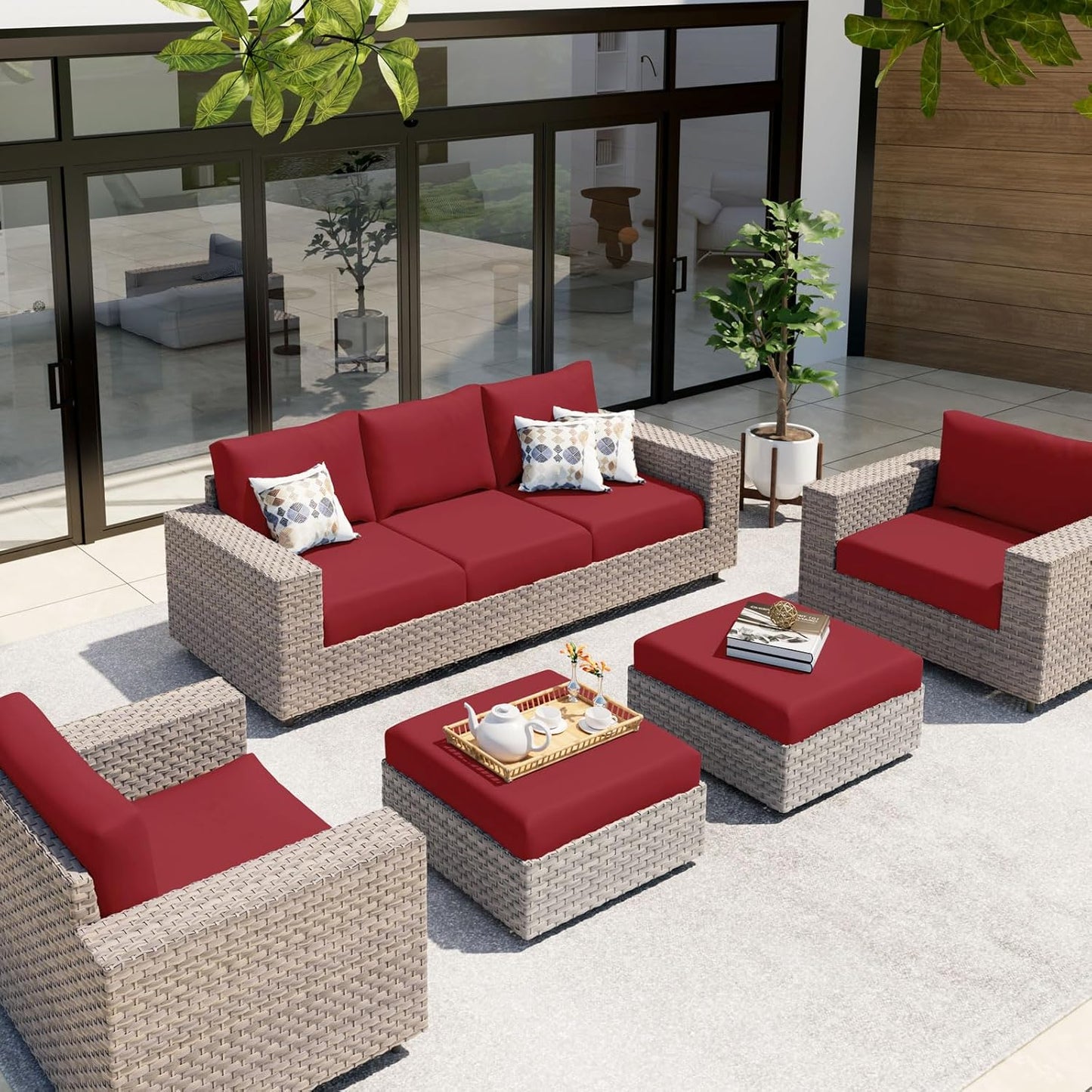 hyha Waterproof Couch Cushion Covers, Sectional Sofa Slipcovers Washable, L Shape Chaise Dog Couch Covers for Sectional Sofa, Universal Furniture Protector (1 Piece for Chaise, Wine Red)