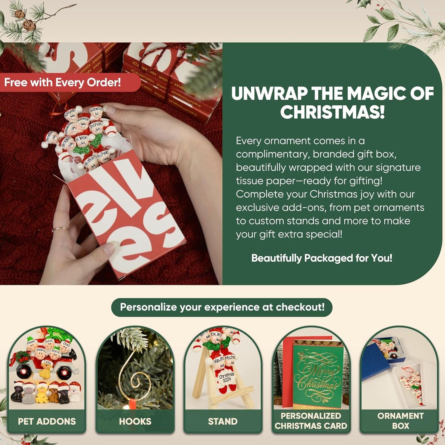 3D Frosty Snowman Family of 5 Christmas Ornament 2025 Personalized Family Christmas Ornaments 2025 | Winter Holiday Snowmen Personalized Tree Ornaments Customizable Gifts Snow People of Five Ornament