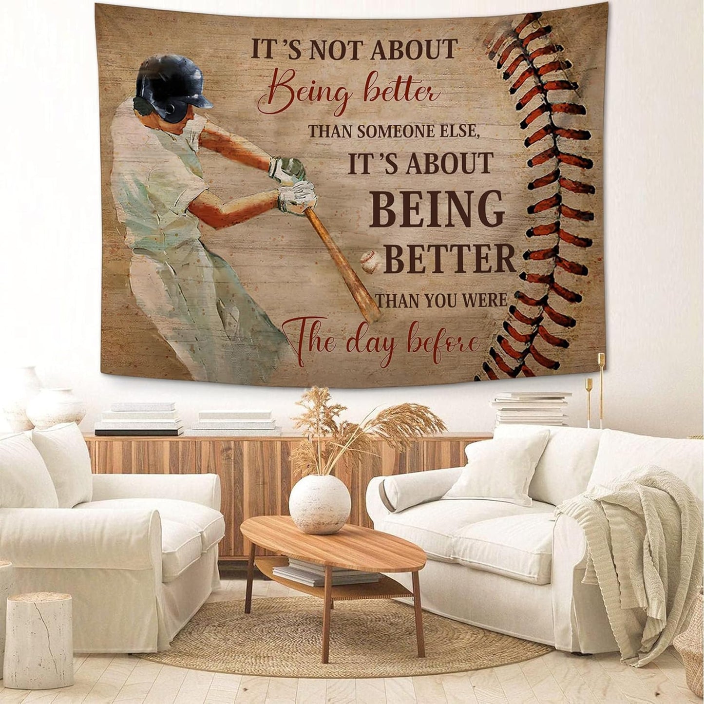 yowecso Baseball Tapestry Sport Theme Tapestry Wall Hanging for Bedroom Baseball Tapestries Aesthetic Wall Decor for Home Dorm Living Room 60"x90"