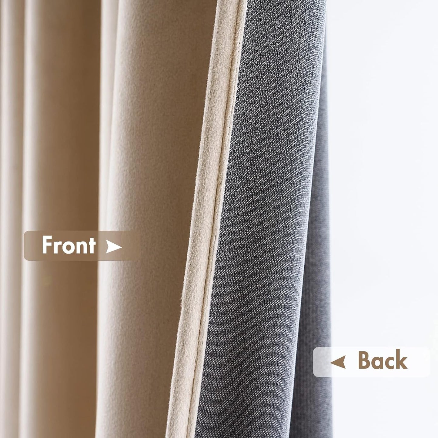 MIULEE Camel Beige Velvet Curtains Thermal Insulated Blackout Curtain Drapes for Bedroom Living Room Darkening 84 Inches Long Curtains Panels Rod Pocket Set of 2