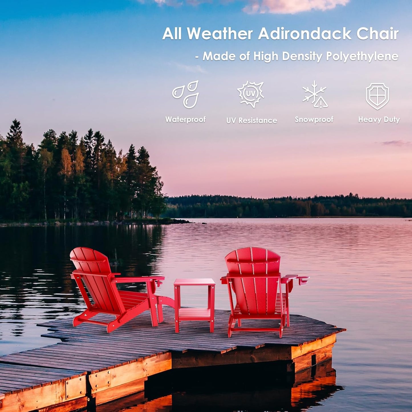 GREENVINES Adirondack-Ottoman | HDPE Plastic | Outdoor Footrest | All Weather | Foot Rest | Foot Stool | Red | for Adirondack Chair | for Patio Backyard Pool