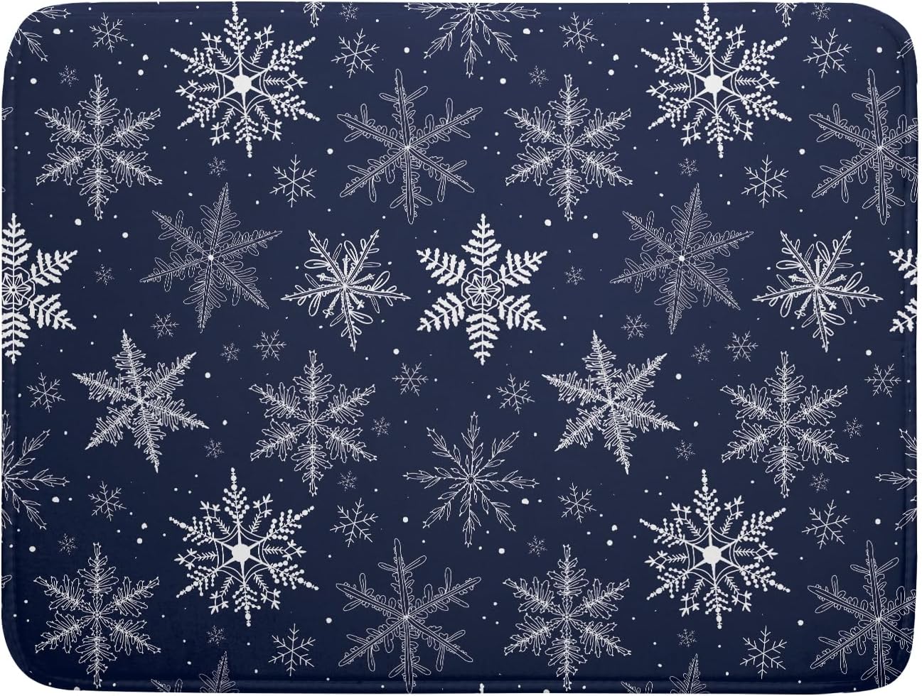 Winter Blue Snowflake Dish Drying Mat for Kitchen Counter Holiday Super Absorbent Reversible Microfiber Kitchen Countertop Protector Dishes Pad Large 18x24 inch