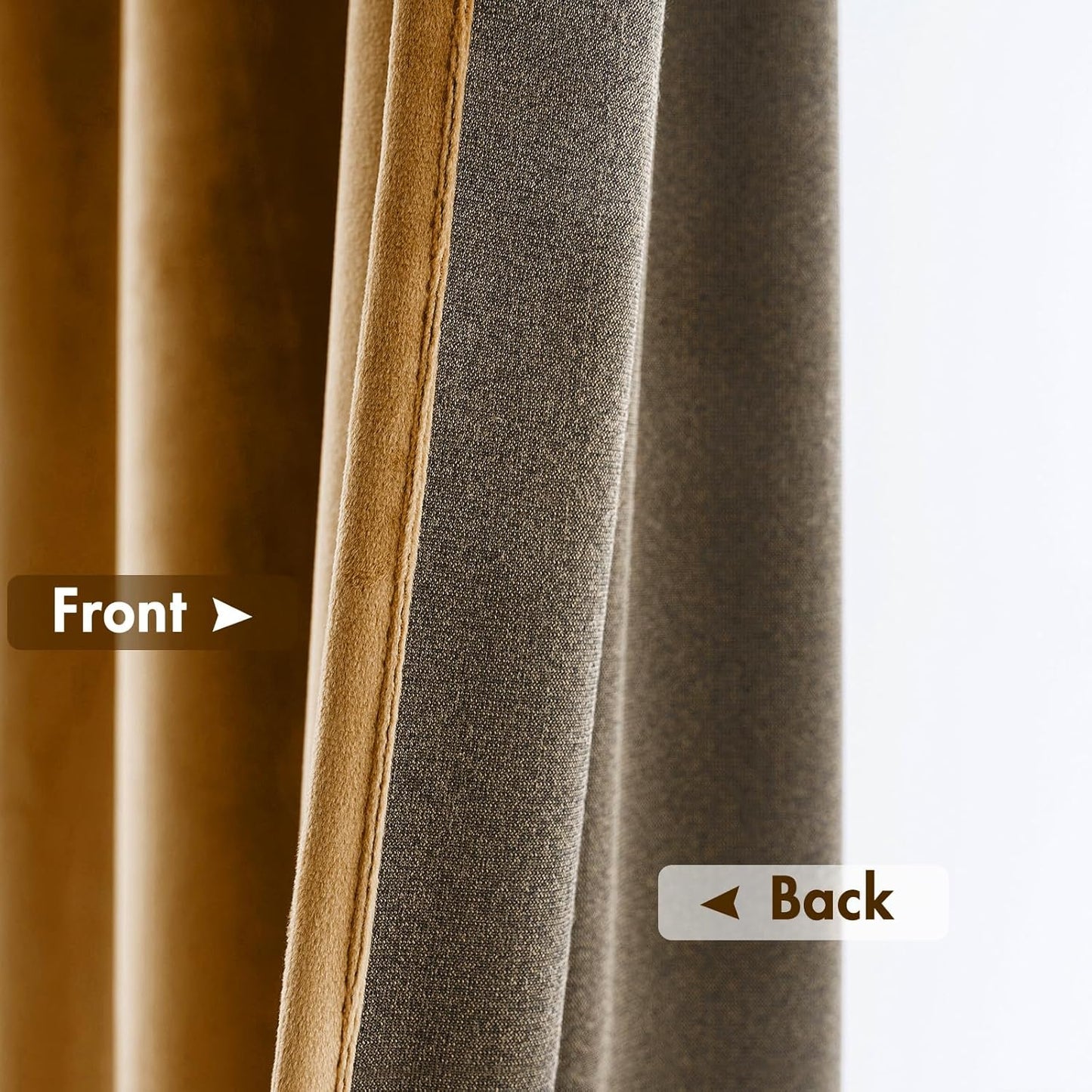 MIULEE Golden Brown Velvet Curtains Thermal Insulated Blackout Curtain Drapes for Bedroom Living Room Darkening 63 Inches Long Curtains Panels Rod Pocket Set of 2