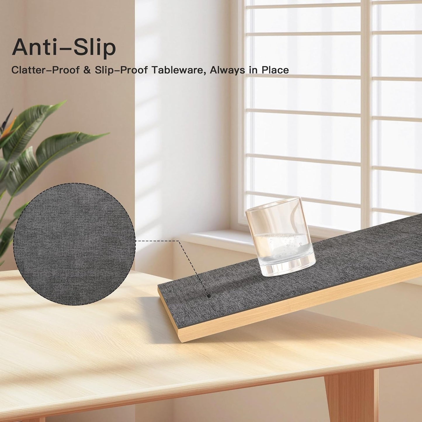 DOLOPL Placemats Set of 6, Reversible Wipeable & Heat Resistant Place Mats, Modern Faux Leather Table Mats for Kitchen, Neutral Waterproof Tablemats for Dining Table Decor, Wedding, Party(Charcoal)