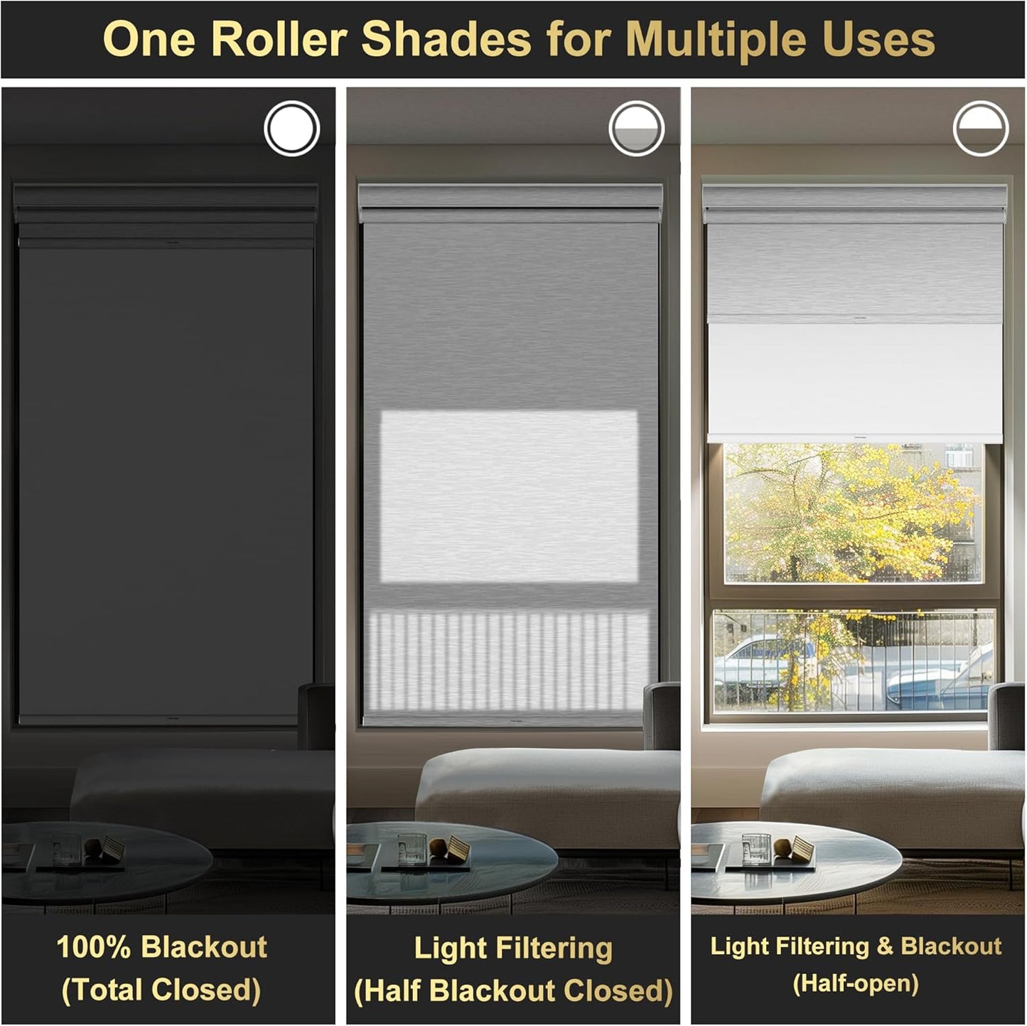 BERISSA Cordless Dual Roller Shades with Cassette Valance, Double Window Shades Blackout and Light Filtering, Day and Night for Home Office Door. Striped Jacquard White. 44 W x 48" H