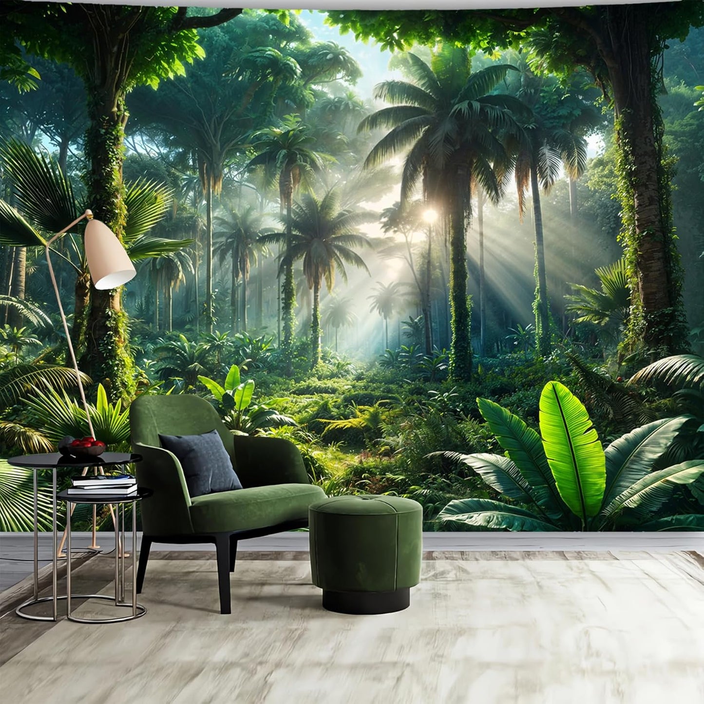 BSFHH Nature Tapestry Forest Tree Sea Cave Wall Hanging, Stream Through Rainforest Landscape Wall Art Tapestry for Bedroom Living room (Rainforest, 59" × 51", Unframed)