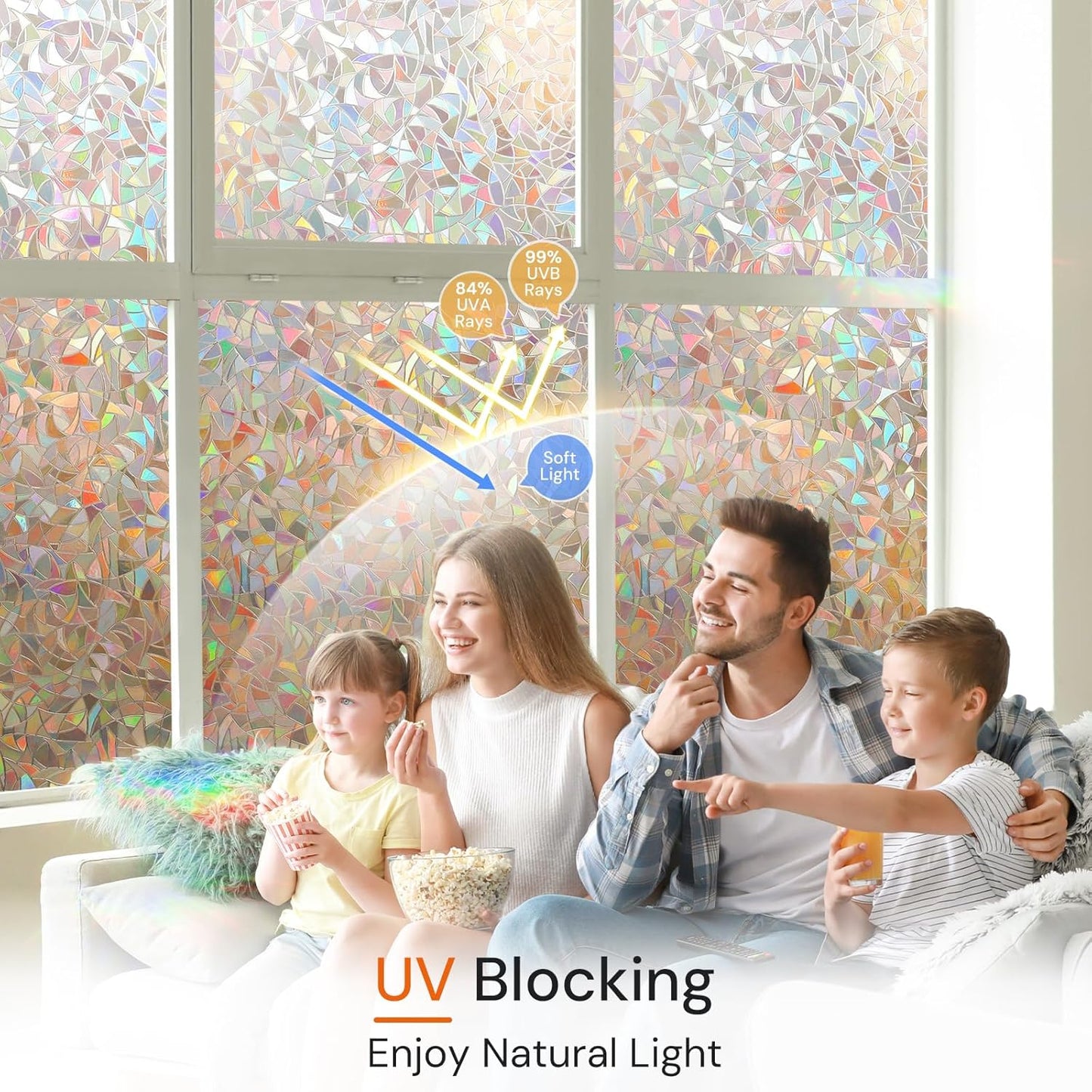 DOWELL Window Privacy Film, Rainbow Window Film, Decorative Stained Glass Clings, Static Cling Door Sticker, Non-Adhesive 3D Decals for Home UV Protection, Dark Brown, 23.6 x 78.7 inches