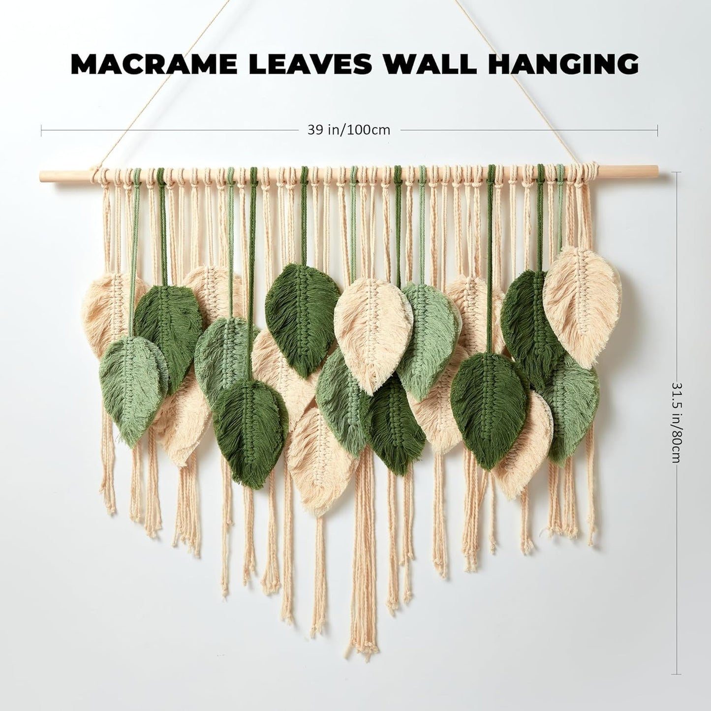 Macrame Wall Hanging Boho Wall Tapestry Handmade Woven Leaf Wall Decor Crochet Wall Art for Home Office Apartment(39.4" W x 31.5" L)