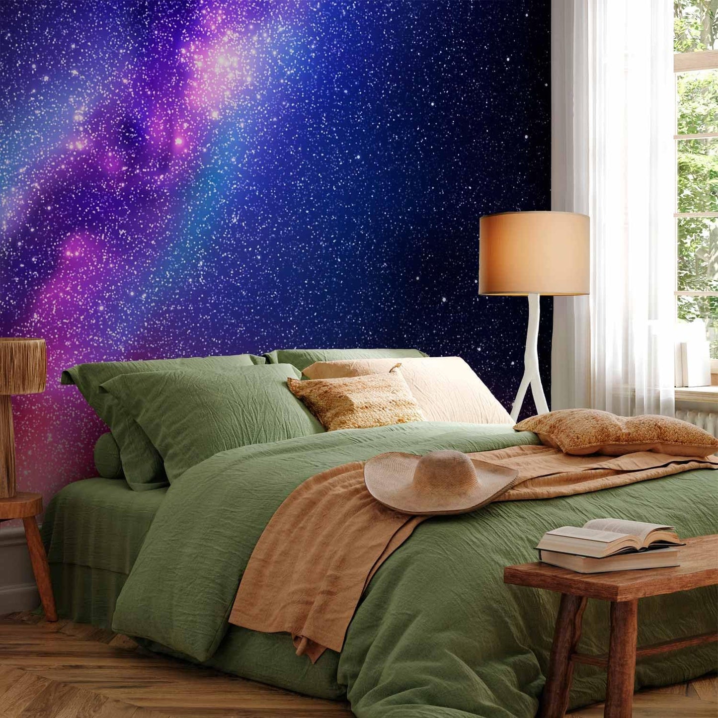 artgeist Premium Wall Mural Galaxy 79x55 in - XXL Non-Woven Wallpaper Fleece Wall Decor Photo Print Picture Image Abstract Space Sky Star Cloud Violet f-C-0487-a-a