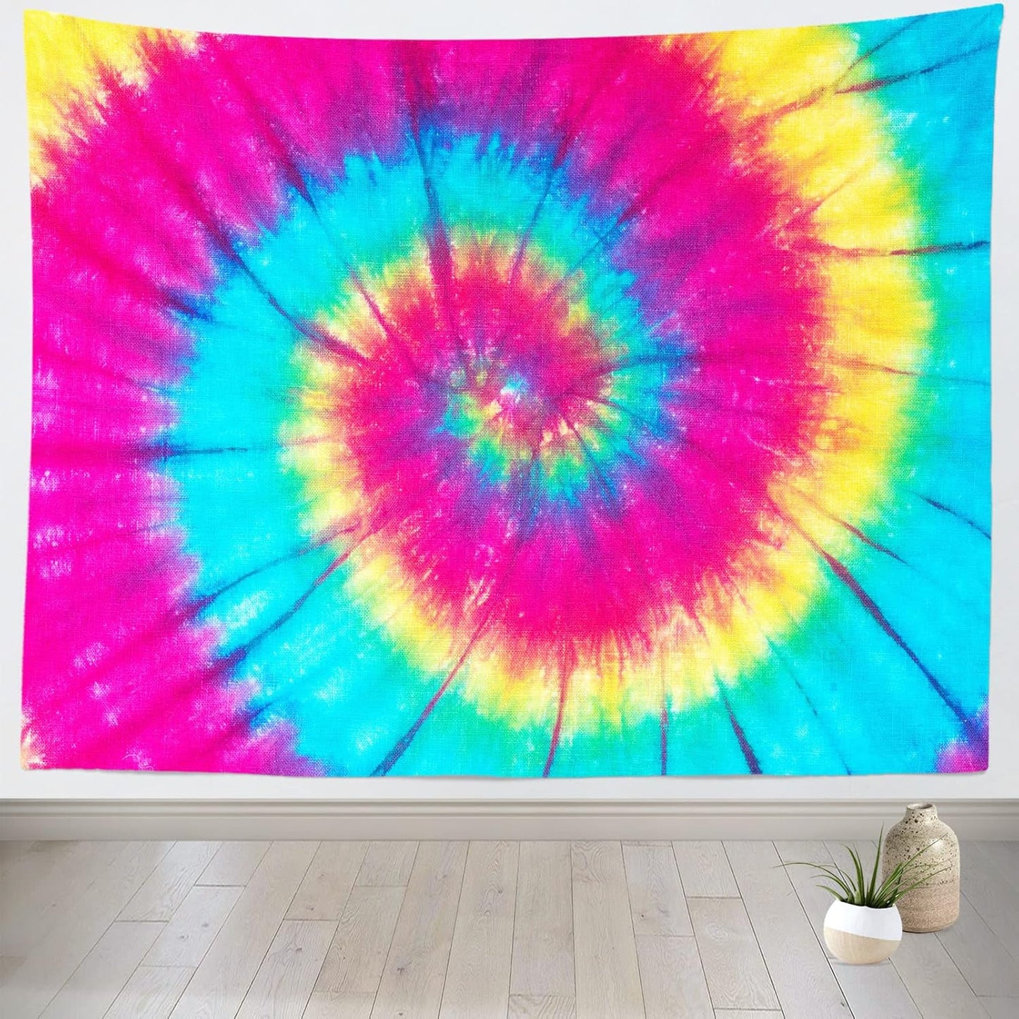 BELECO Tie Dye Tapestry Fabric Wall Hanging 106x70 Inch Groovy Sign Rainbow Tapestry Backdrop Colorful Spiral Tie Dye Party Decorations Tie Dye Art Tapestries for Bedroom Living Room Dorm Decor