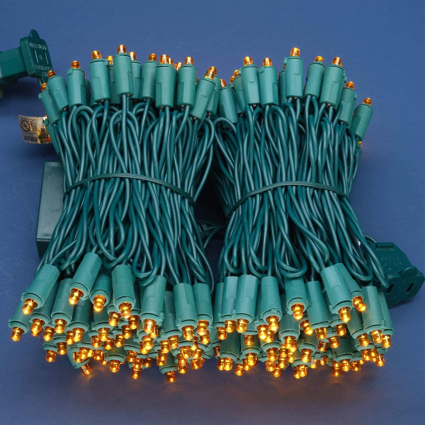200 Count Orange Wide Angle LED Christmas Lights, 66 ft Green Wire UL Certified Commercial Grade 5mm Holiday String Light Set (Orange)